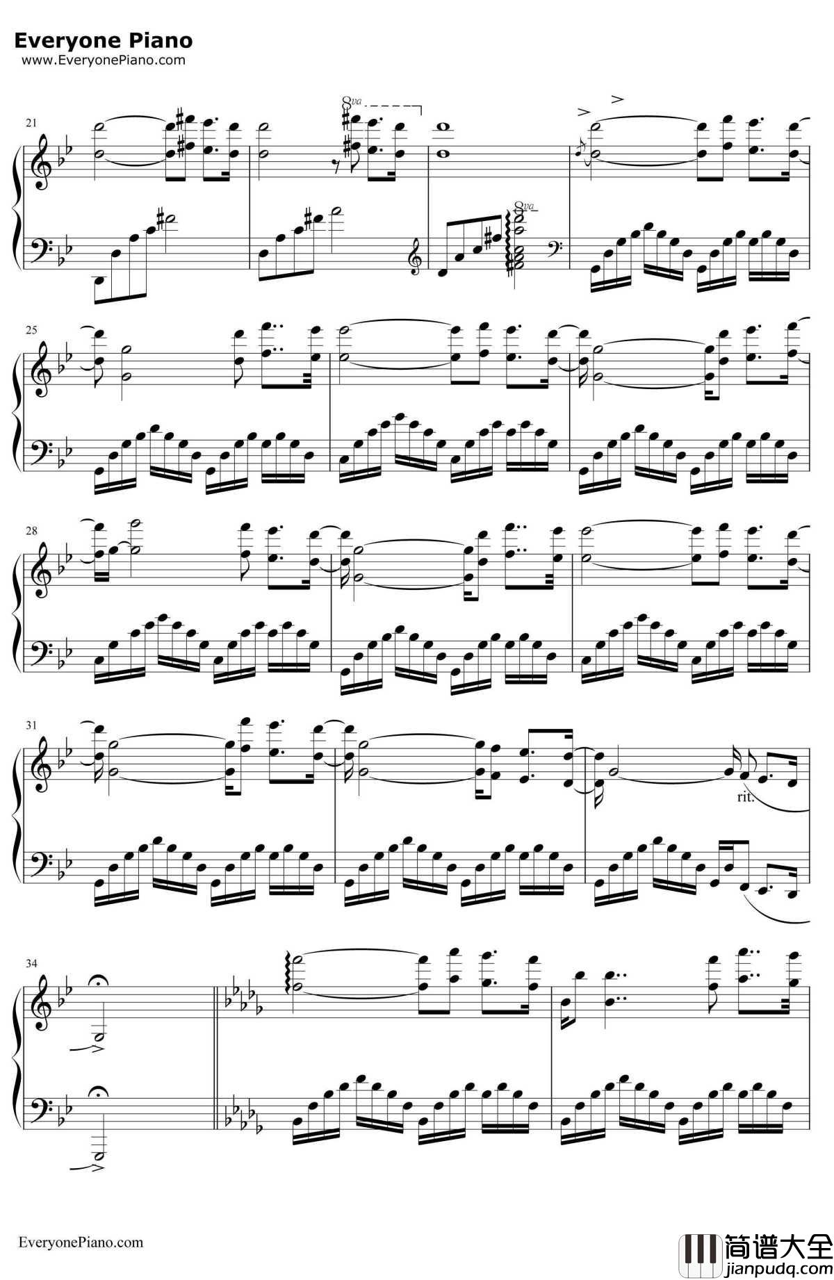 给母亲的信（梦里的故事）钢琴谱_理查德克莱德曼