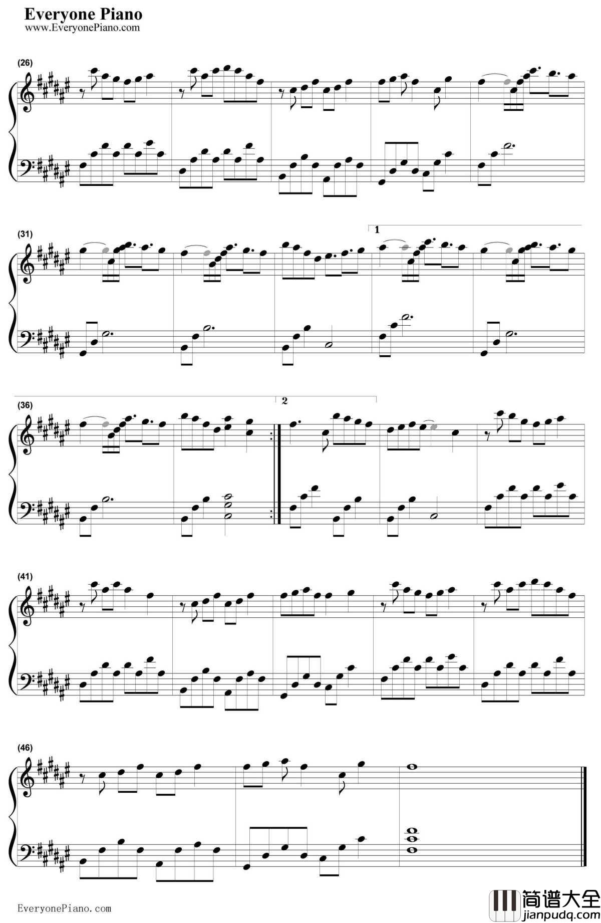 等你的季节完整版钢琴谱_刘诗诗_步步惊心插曲