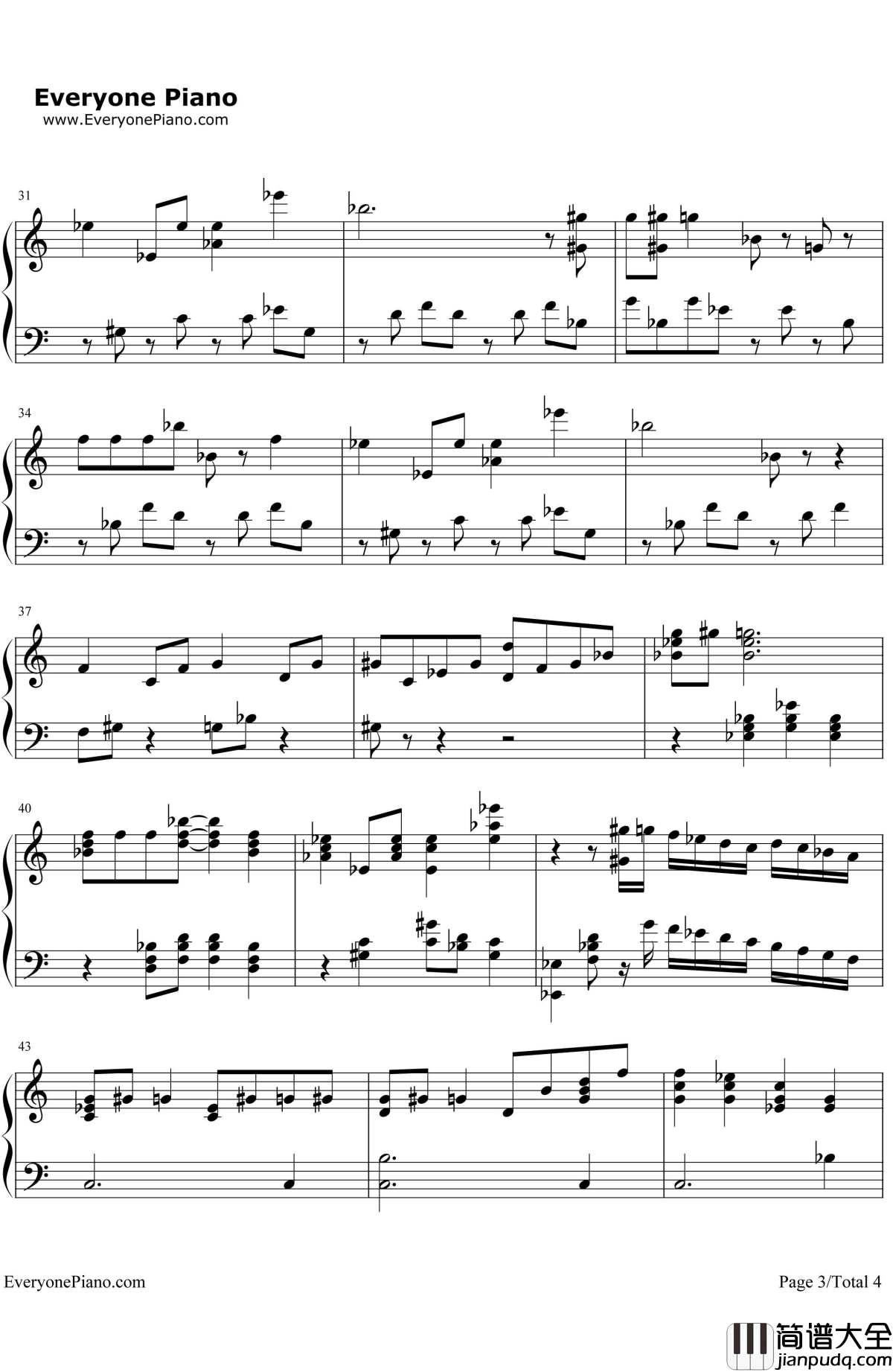 ThinkofMe钢琴谱_克莉丝汀（ChristineDaaé)_歌剧魅影OST