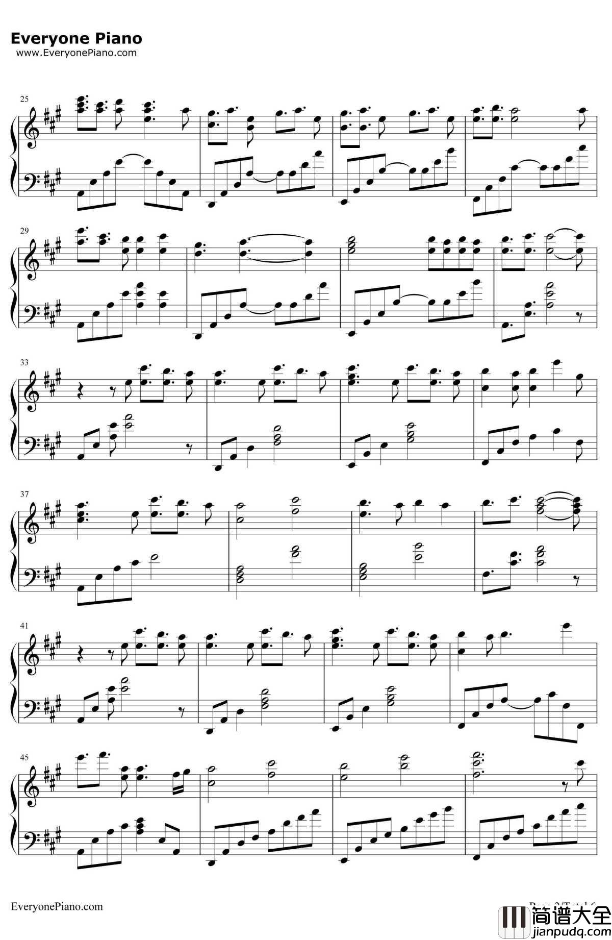 Dear钢琴谱_初音未来19'sSoundFactory_游戏_初音ミク_ProjectDIVA_F2nd_OST