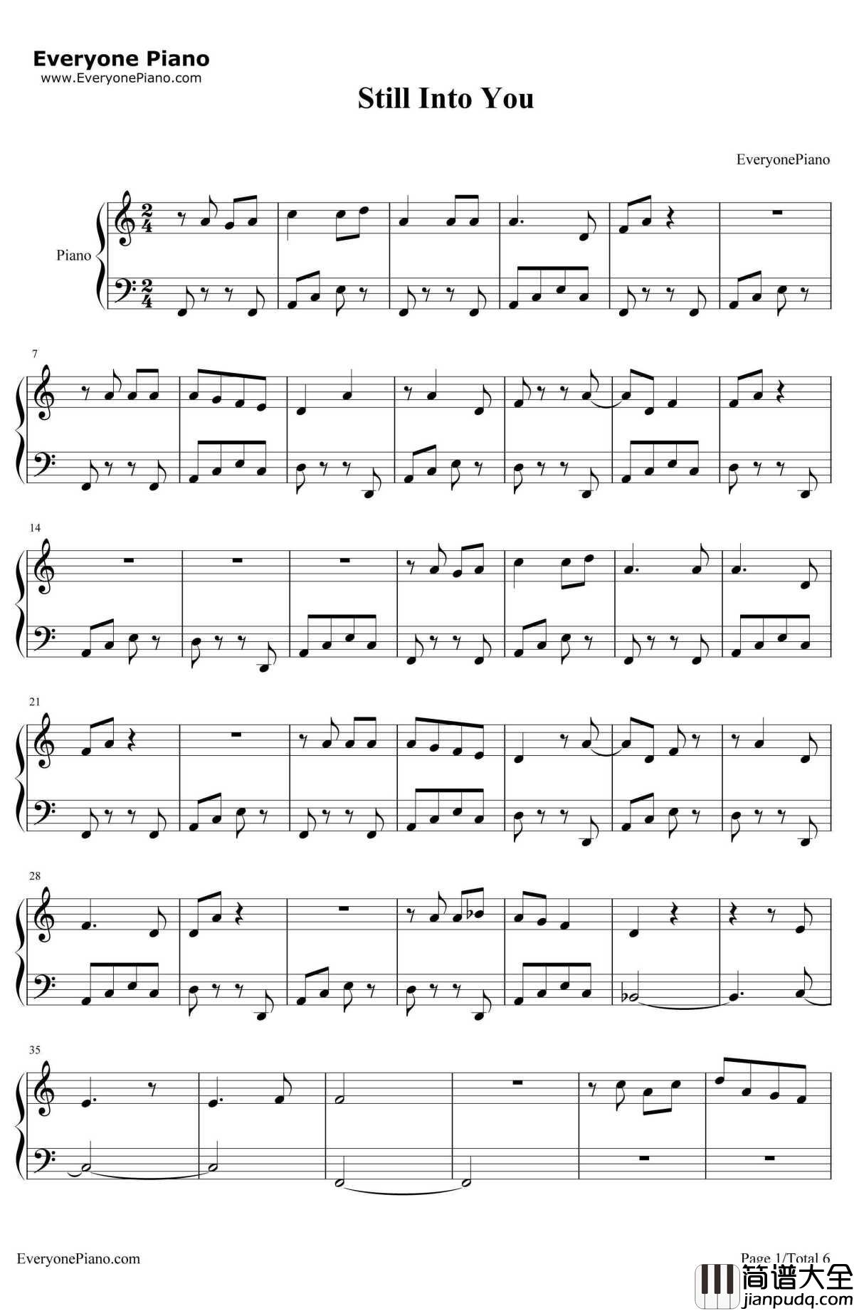 Still_Into_You钢琴谱_Paramore