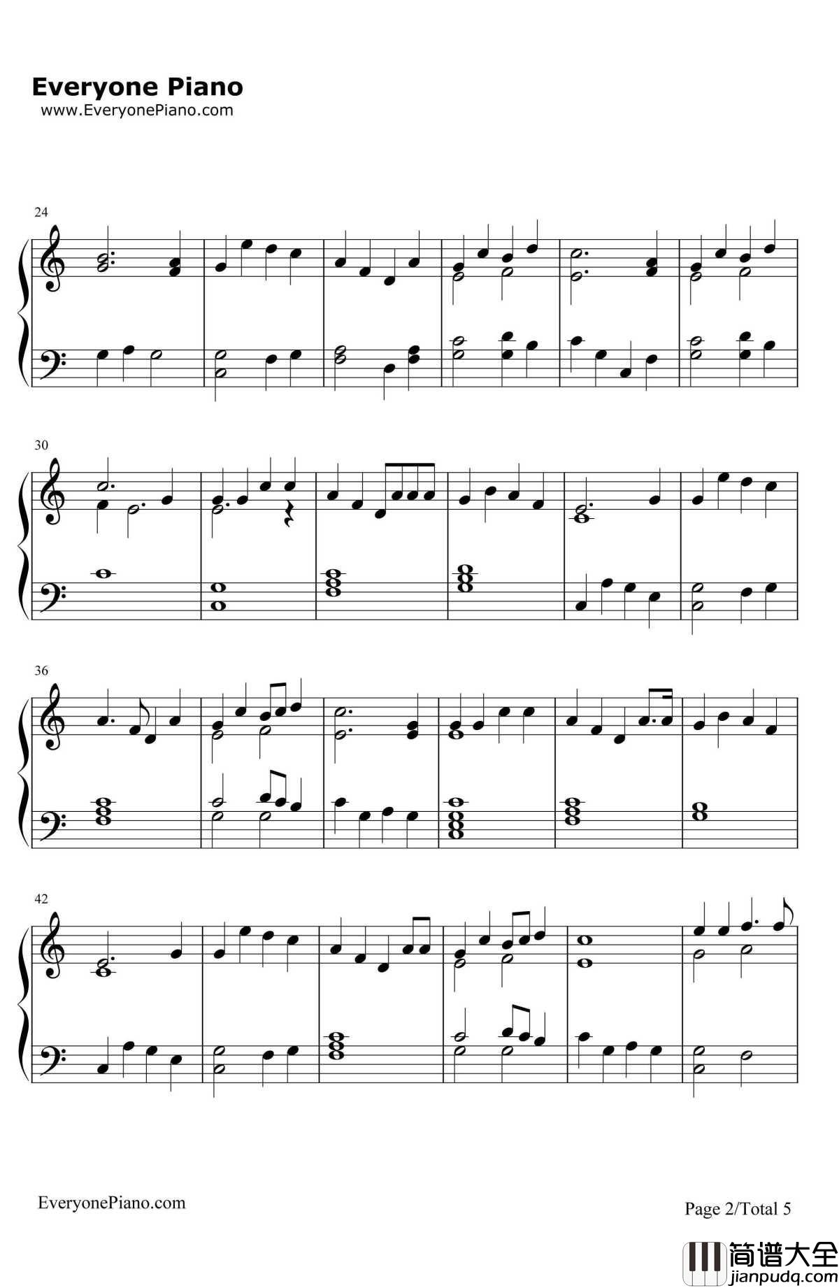 Mary's_Boy_Child钢琴谱_JesterHairston_圣诞歌曲