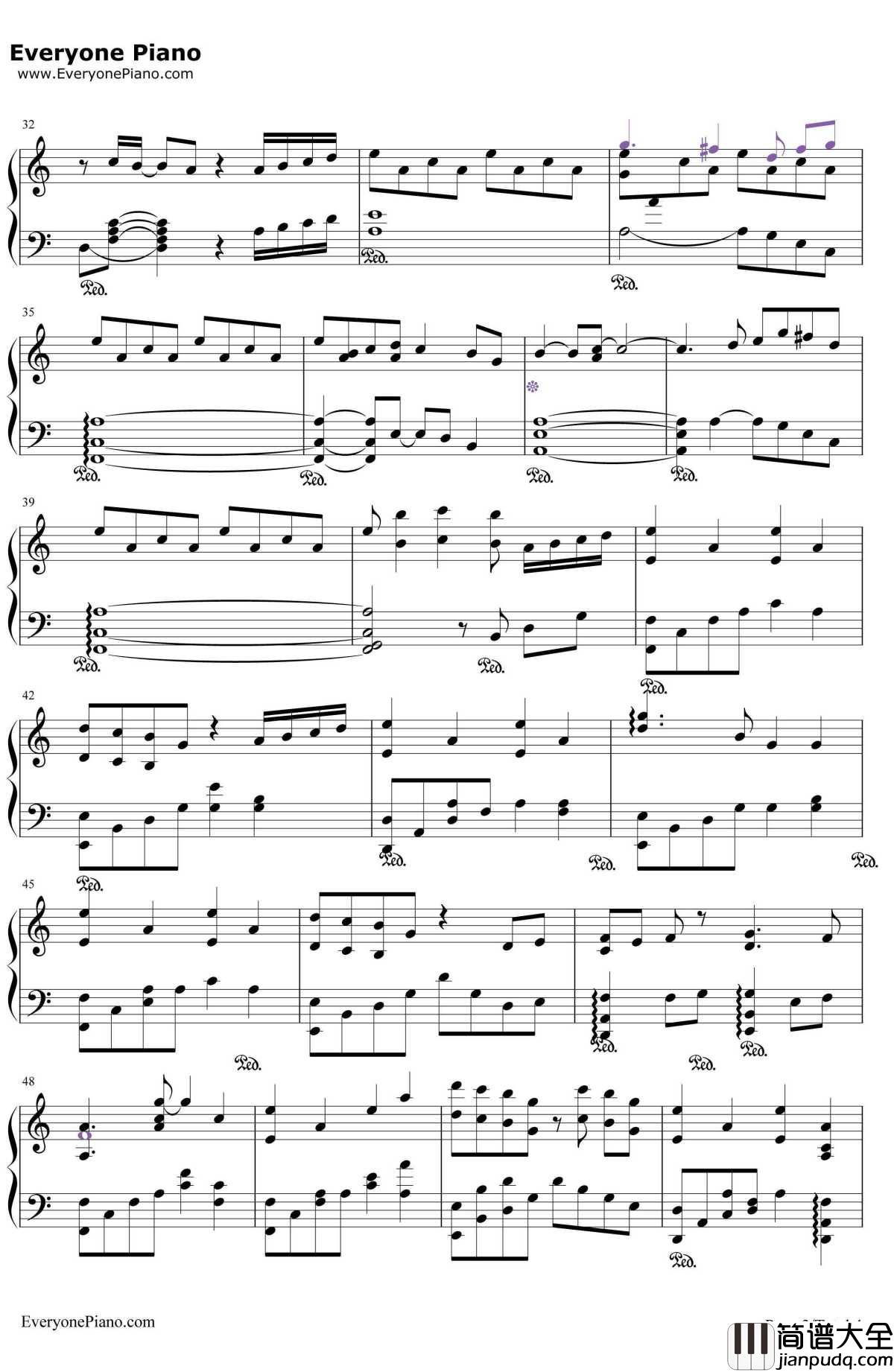 后悔之路钢琴谱_MapleStory_冒险岛MapleStoryBGM