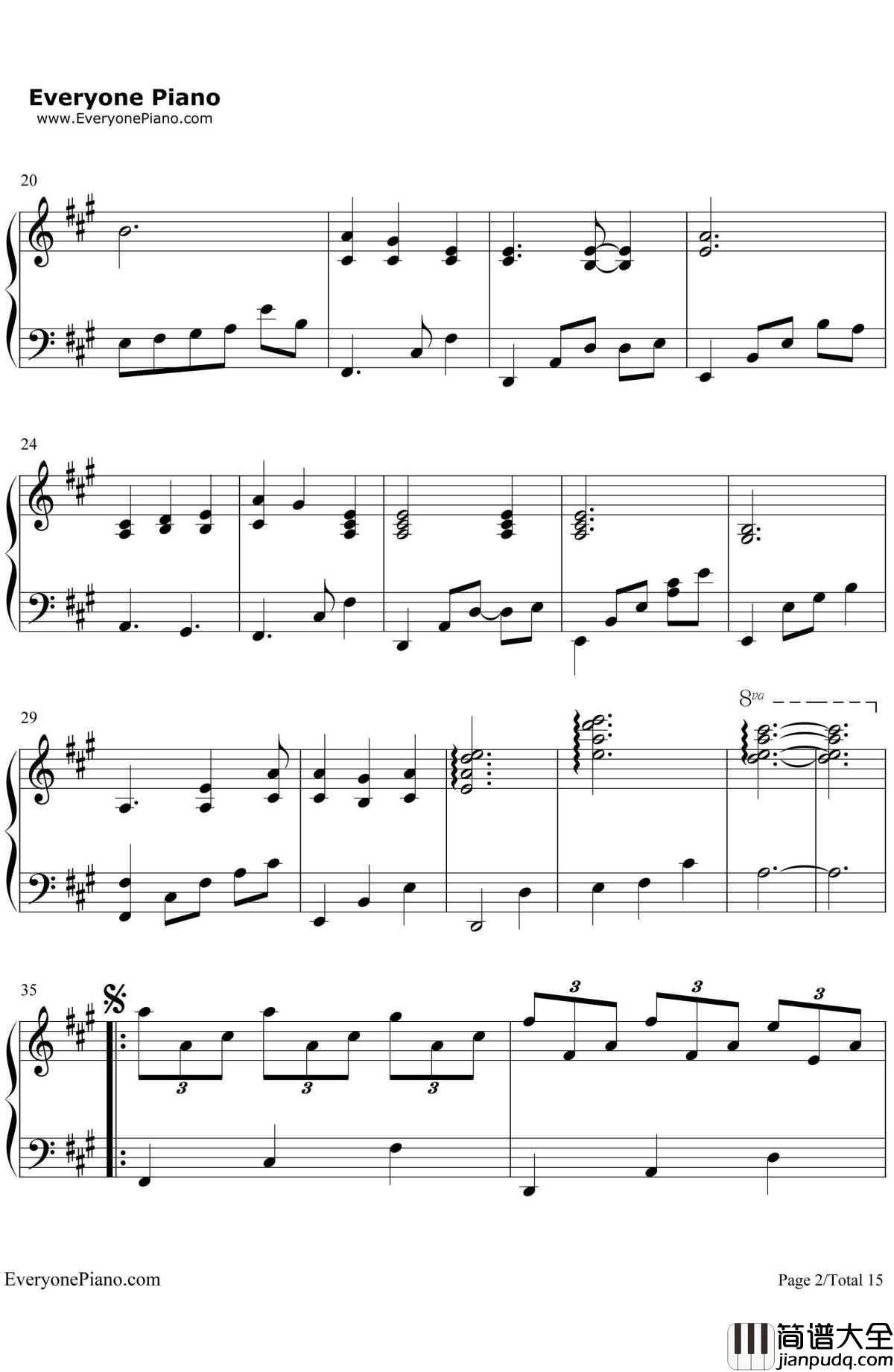 纯白钢琴谱_V.K克_Deemo游戏音乐