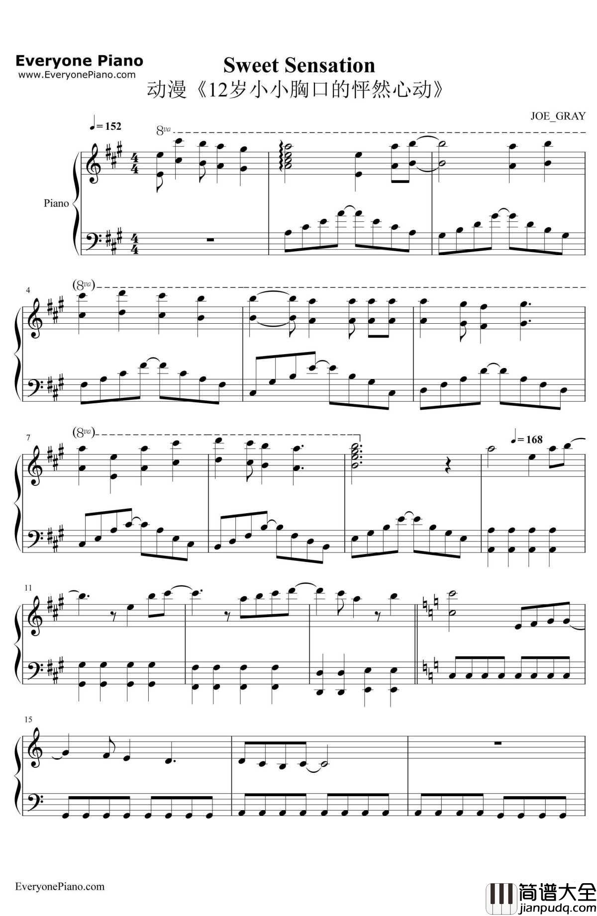 Sweet_Sensation钢琴谱_村川梨衣__12岁小小胸口的怦然心动_OP