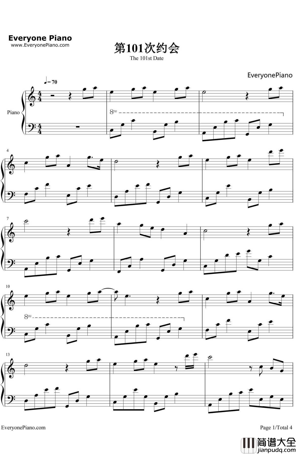 第101次约会钢琴谱_石进_夜的钢琴曲2