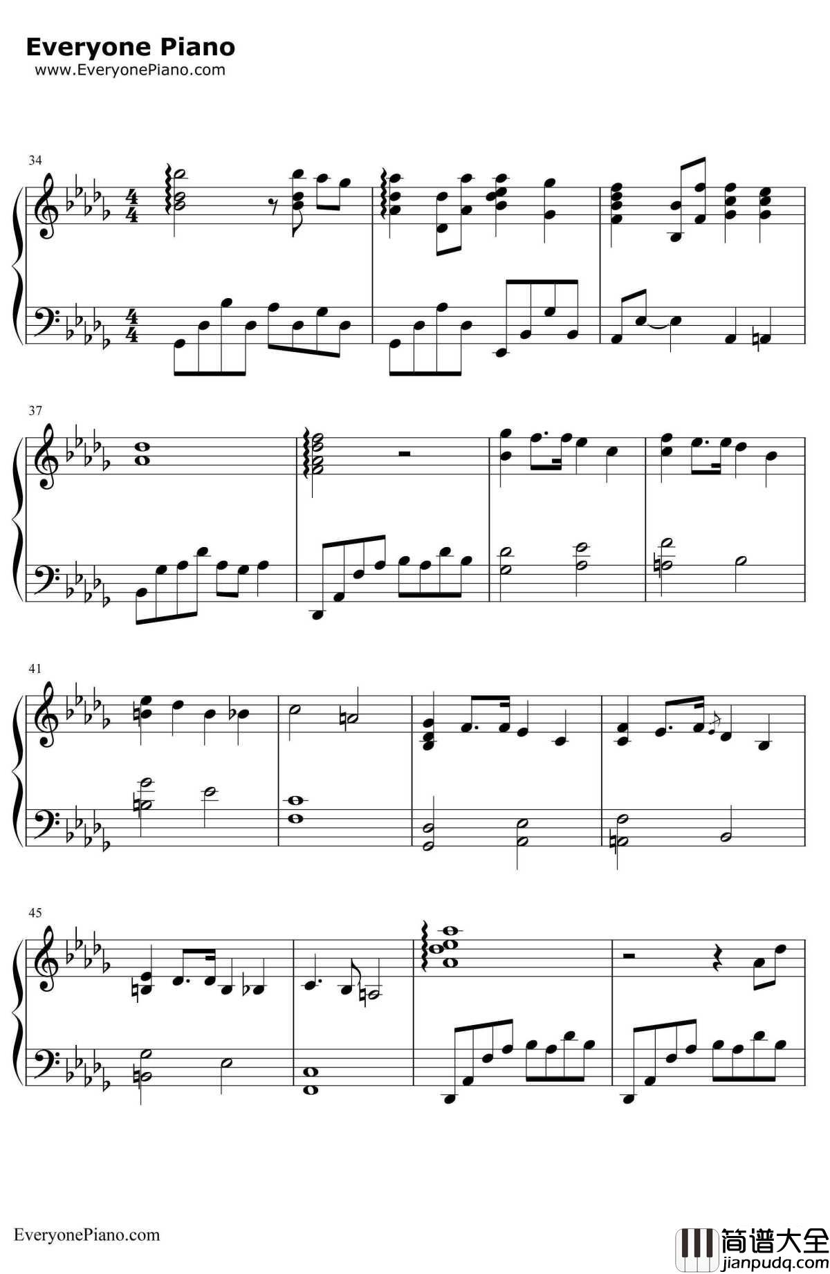 幽灵公主片尾曲钢琴谱_久石让JoeHisaishi宫崎骏_宫崎骏动画