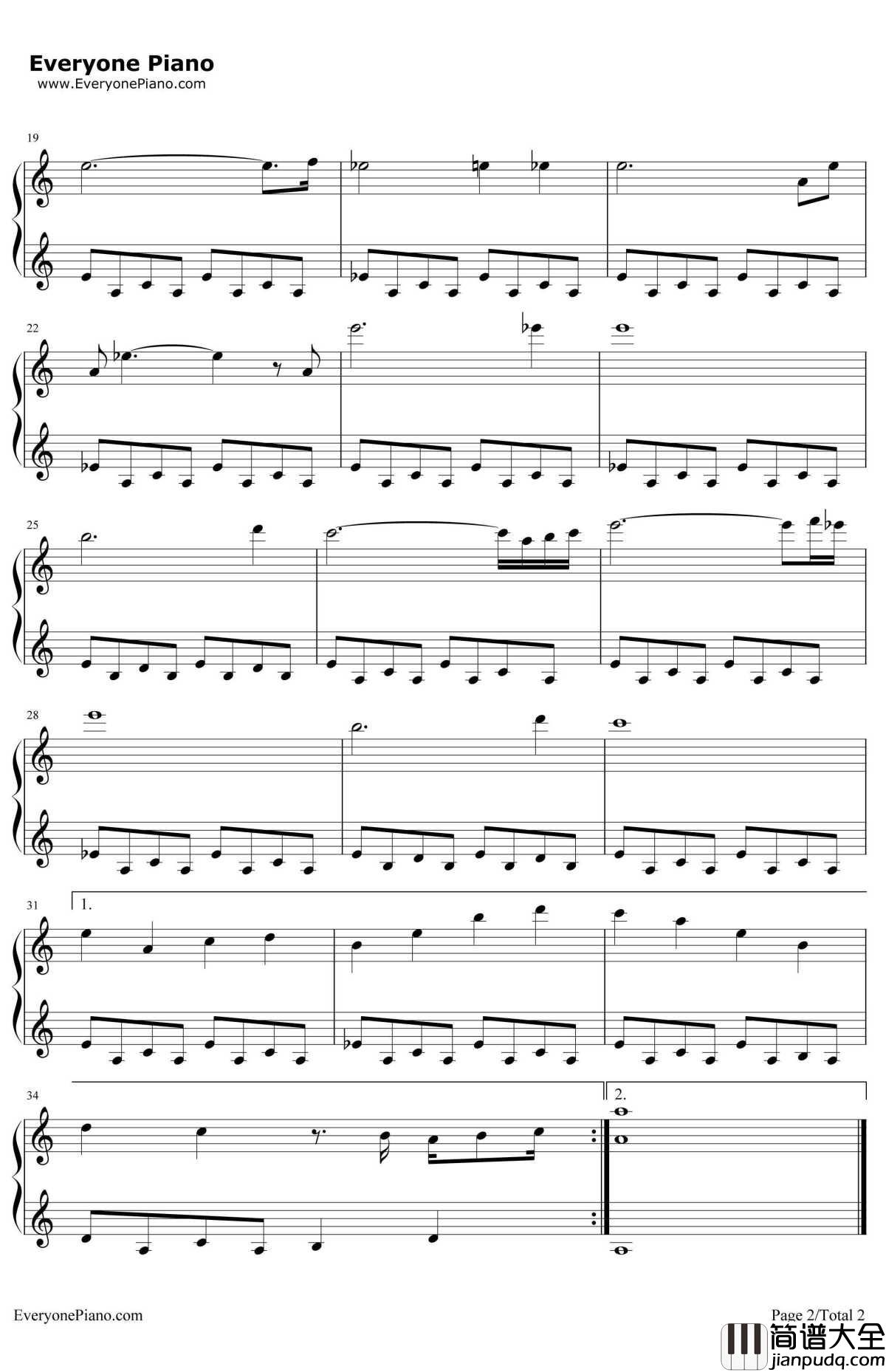 顺流而下钢琴谱_张靓颖万家铭_网络剧_鬼吹灯之精绝古城_主题曲