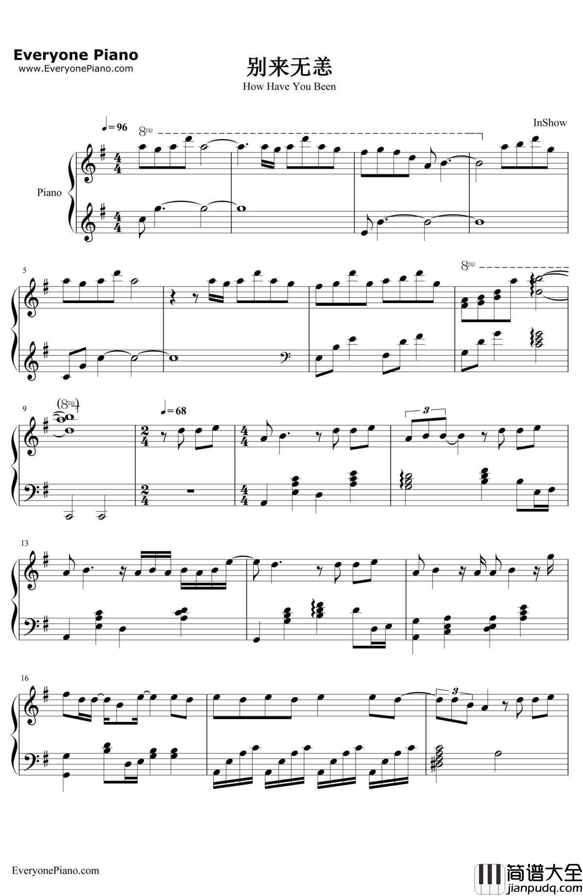 别来无恙钢琴谱_李佳薇__千金女贼_插曲