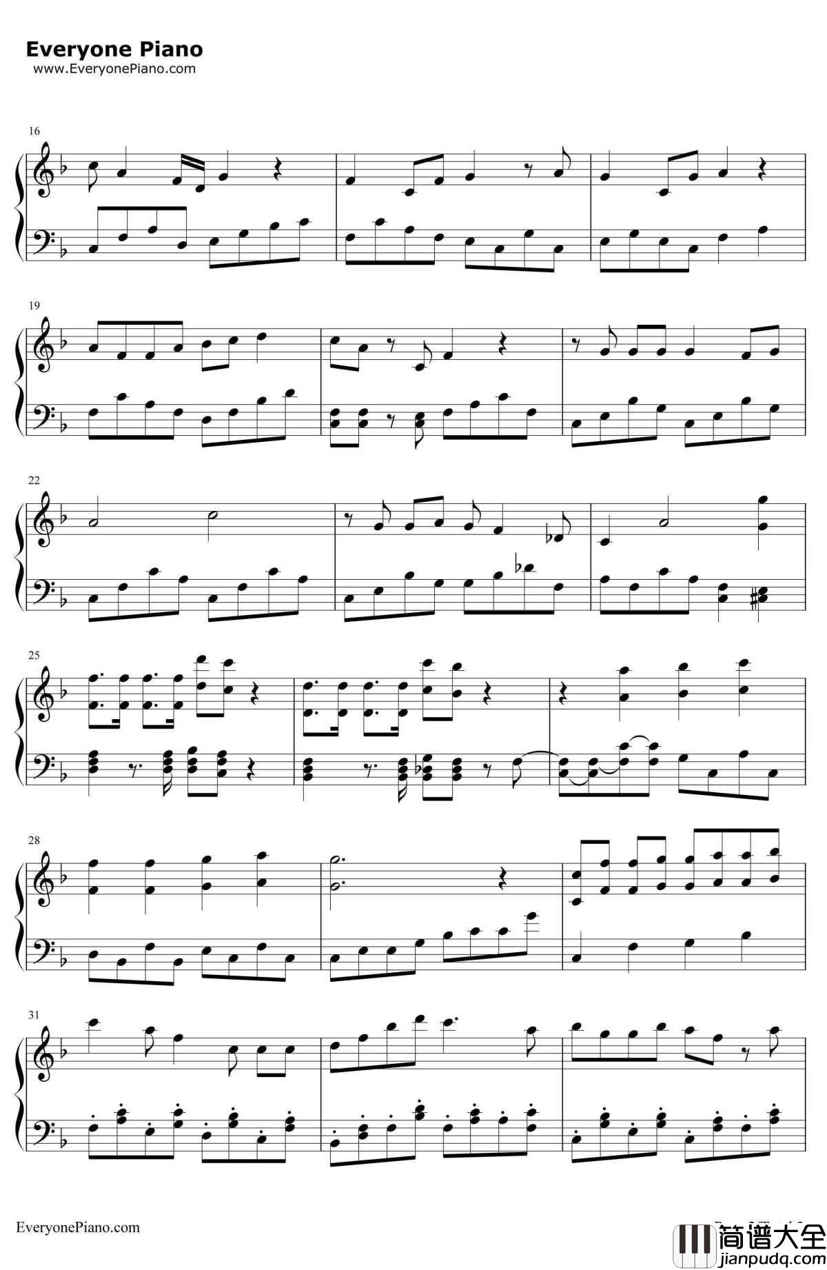 悬崖上的金鱼公主钢琴谱_久石让JoeHisaishi宫崎骏_PonyoOnTheCliff