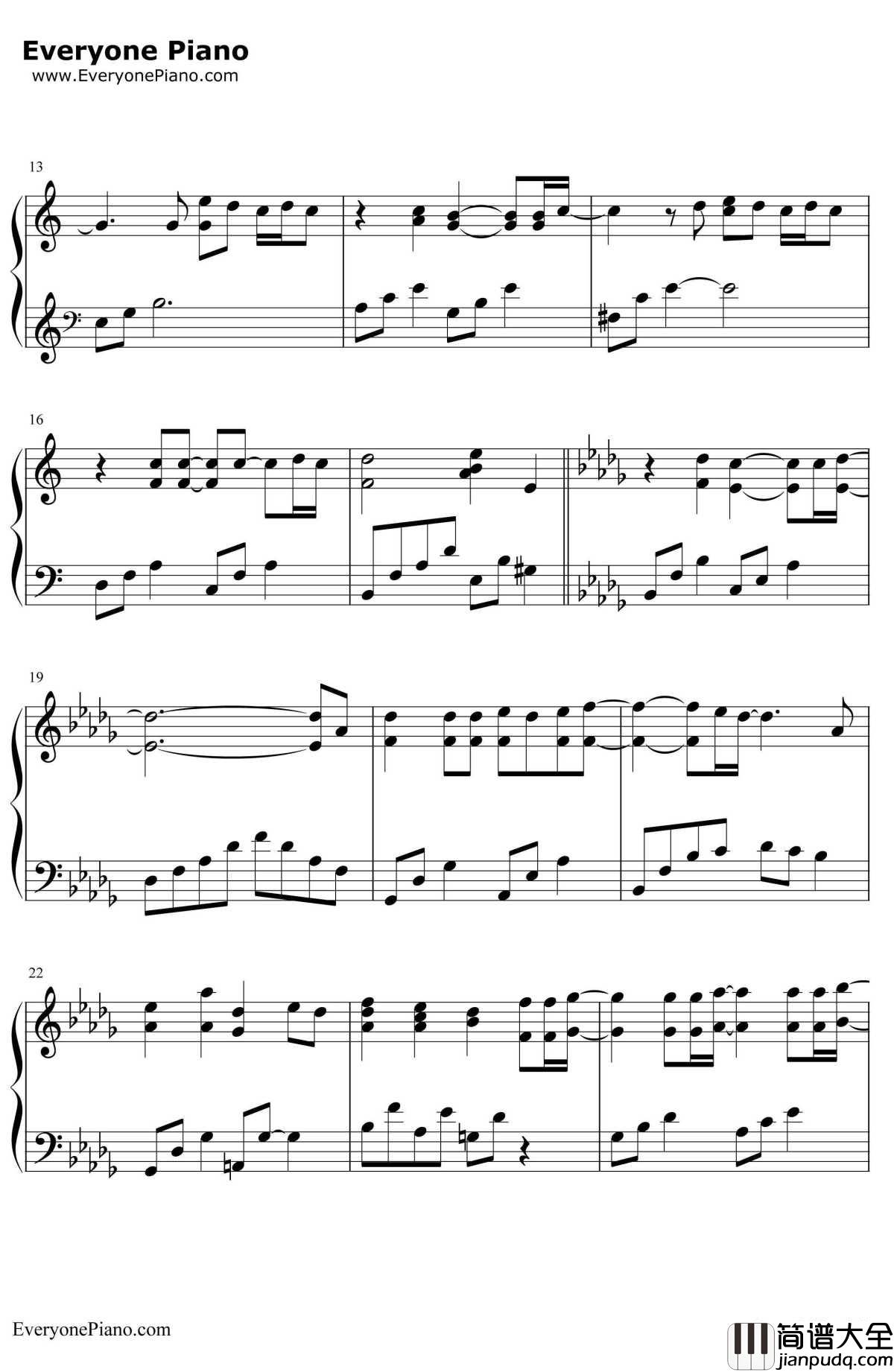 M钢琴谱_滨崎步_圣母玛利亚