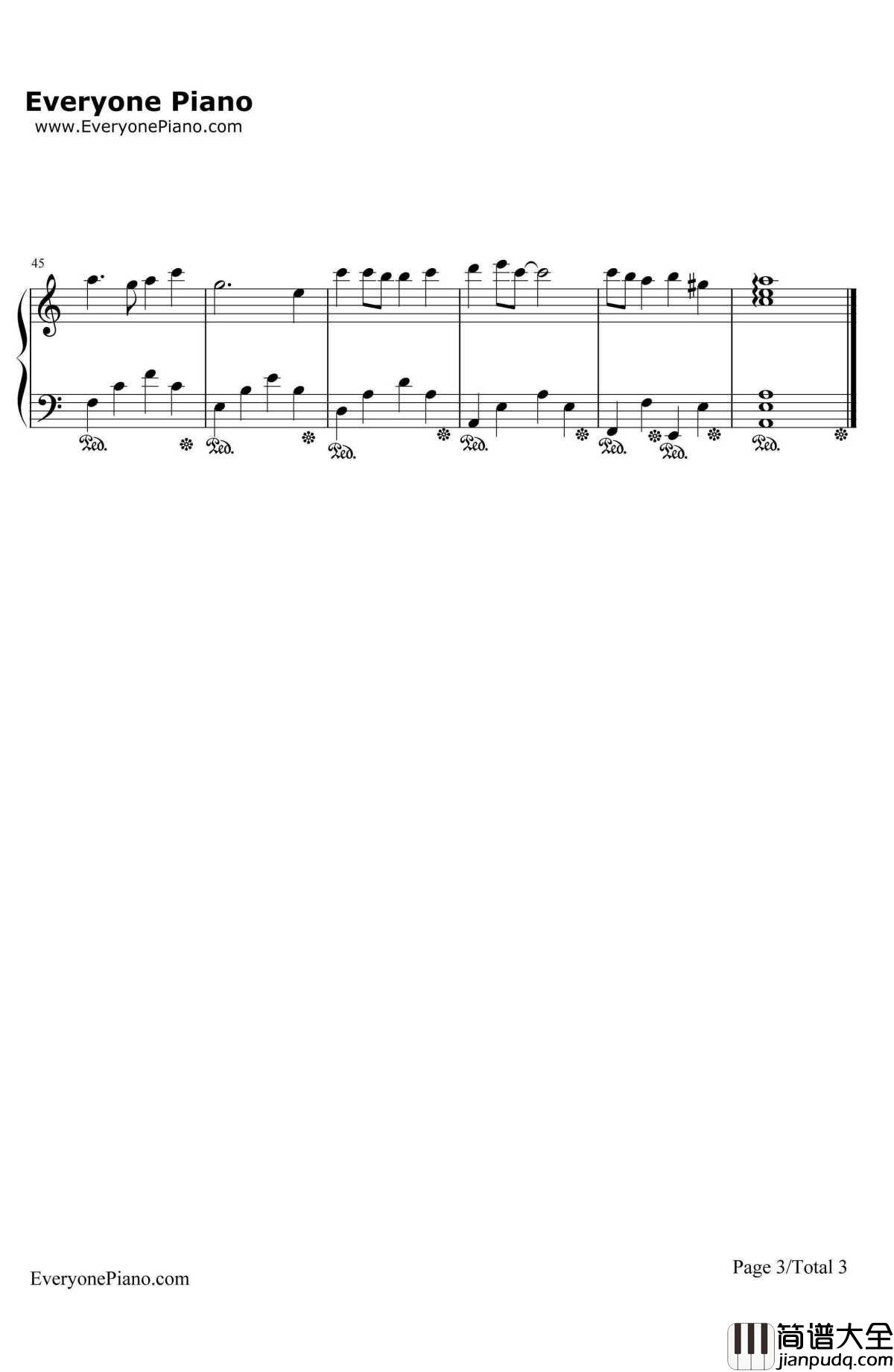 天空之城适中版钢琴谱_久石让JoeHisaishi宫崎骏