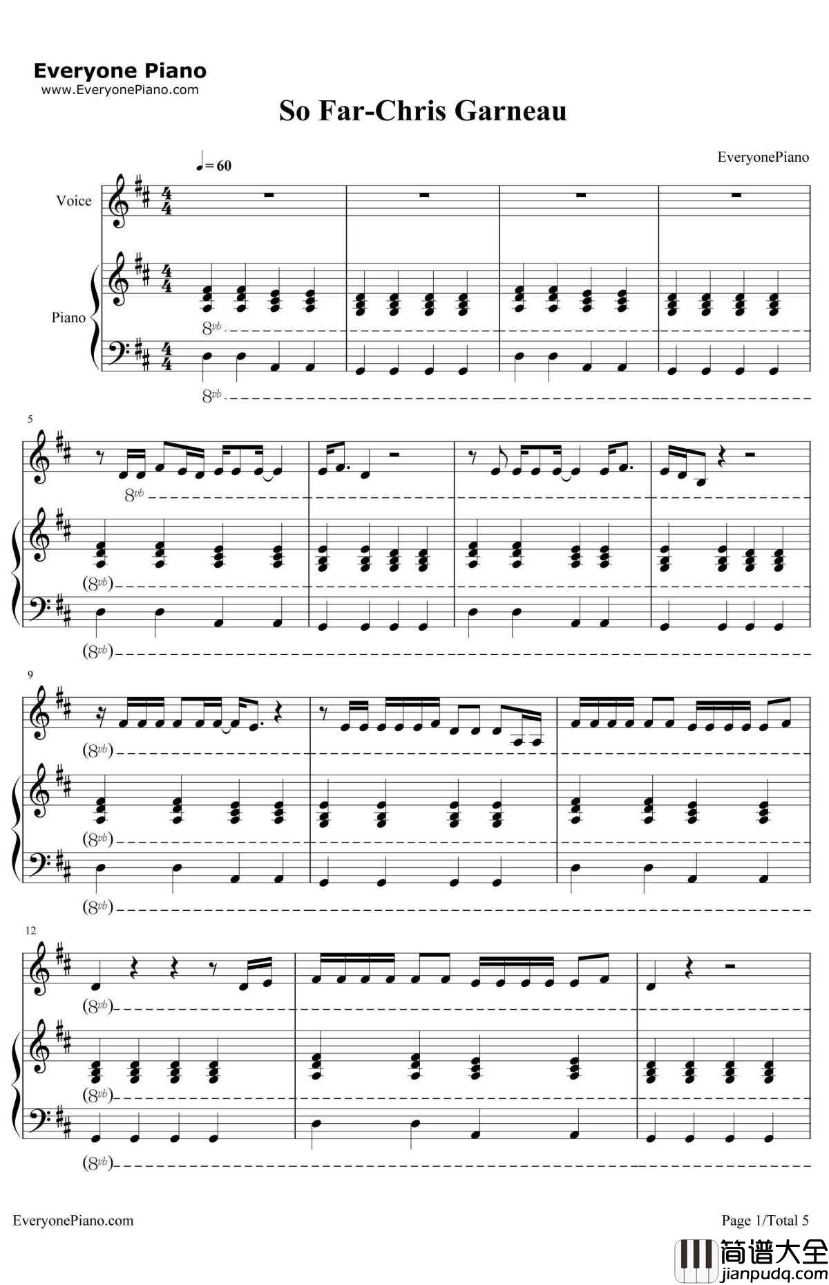 SoFar钢琴谱_ChrisGarneau