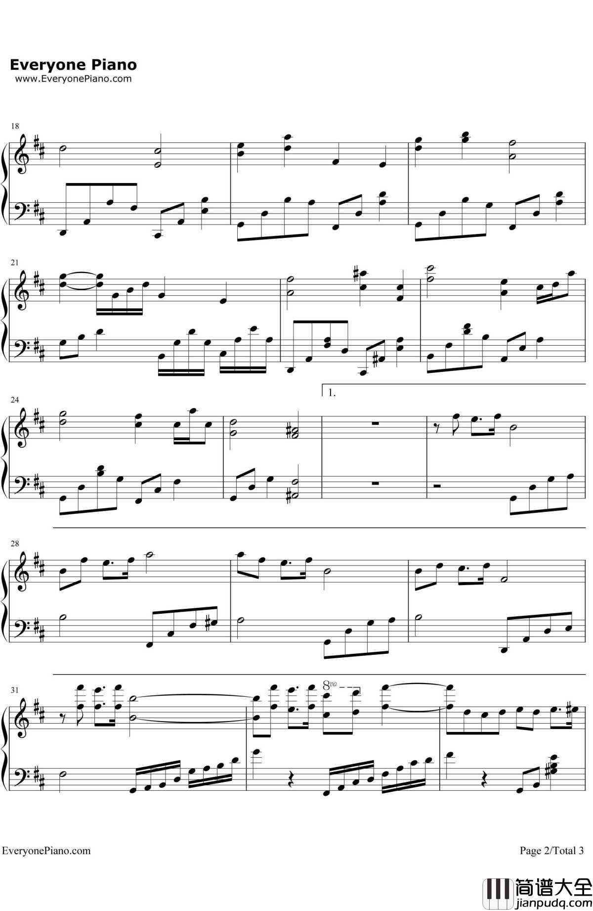 落叶归根（女生版）钢琴谱_王力宏