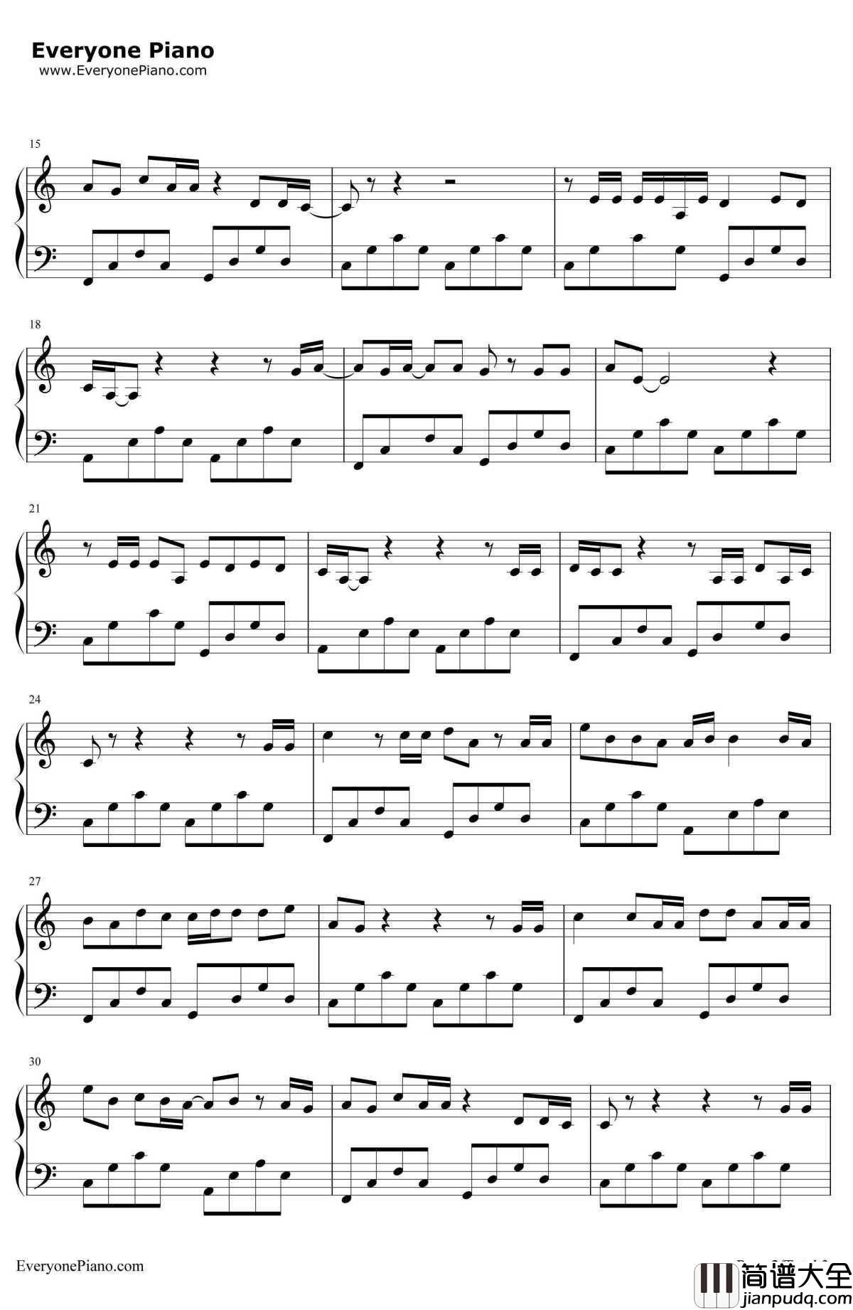 安和桥钢琴谱_宋冬野