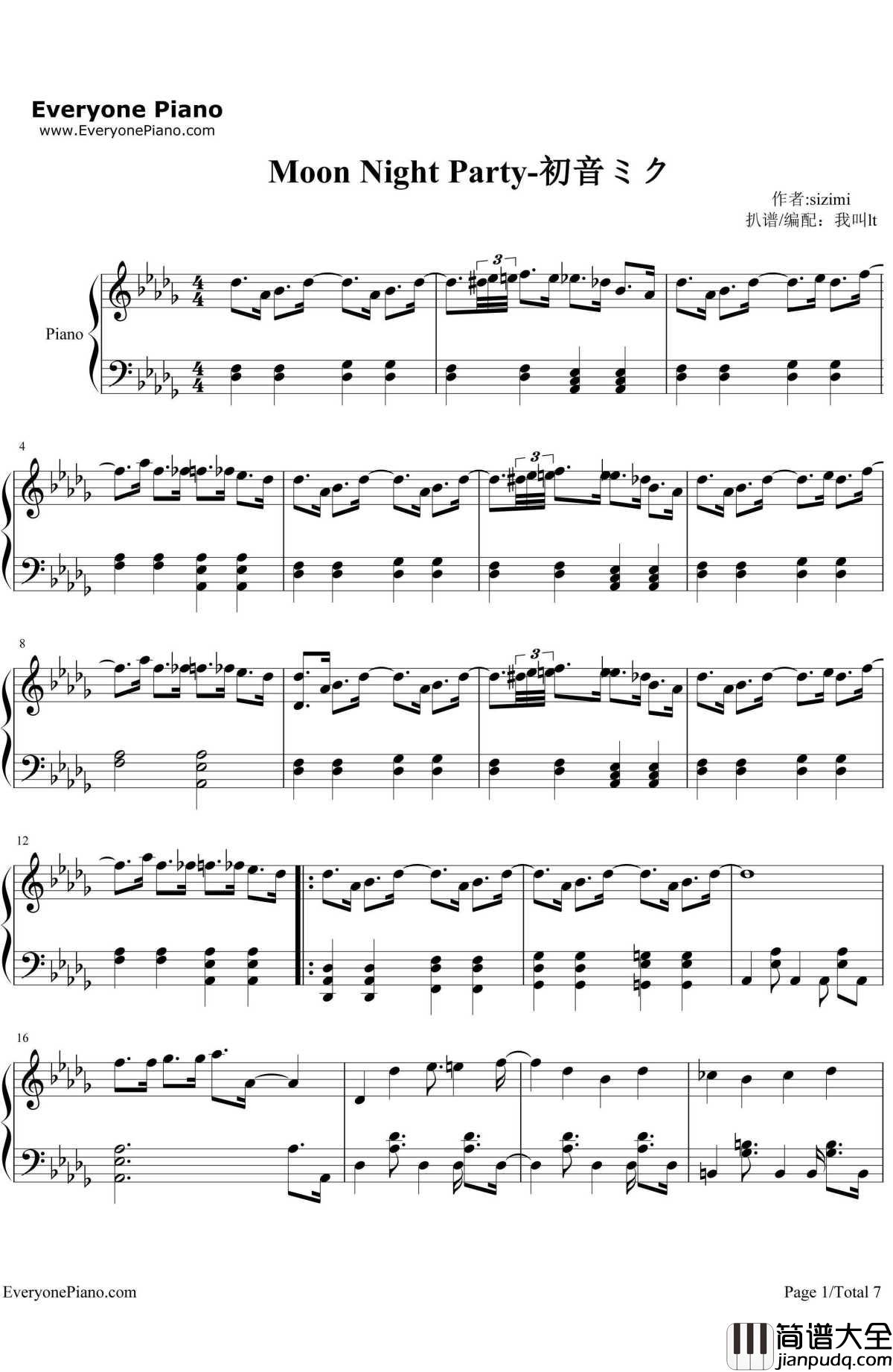 Moon_Night_Party钢琴谱_初音ミク