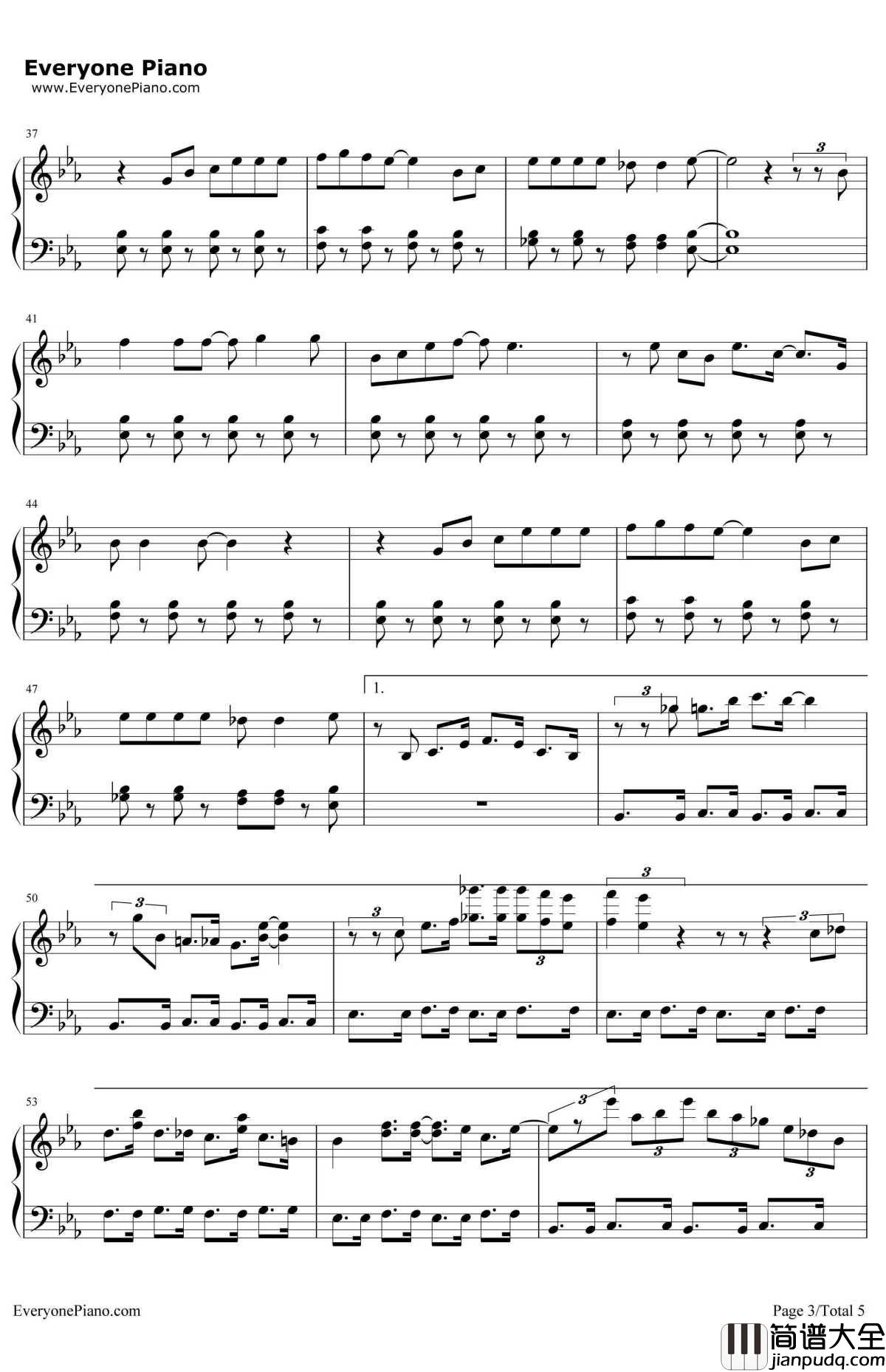 嘿嘿嘿钢琴谱_费玉清_电影_健忘村_推广曲