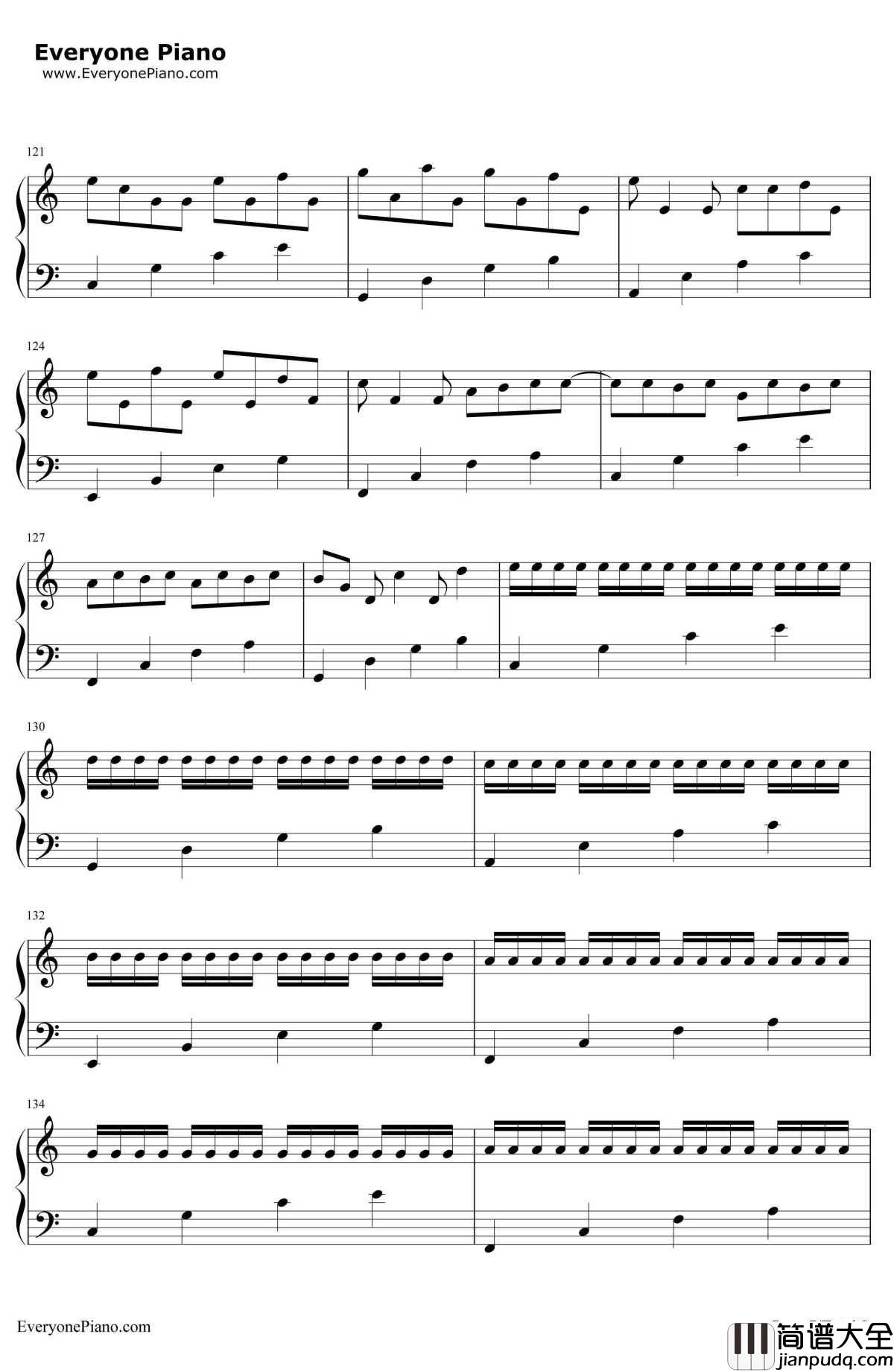 卡农C大调最简版钢琴谱_帕赫贝尔