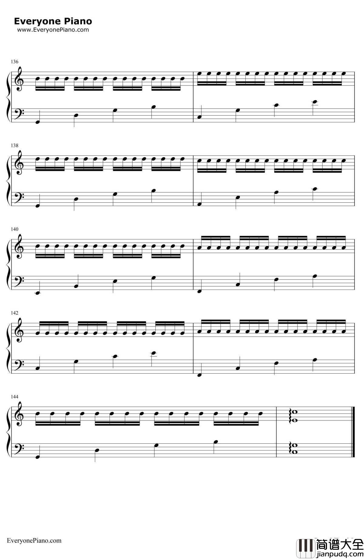 卡农C大调最简版钢琴谱_帕赫贝尔