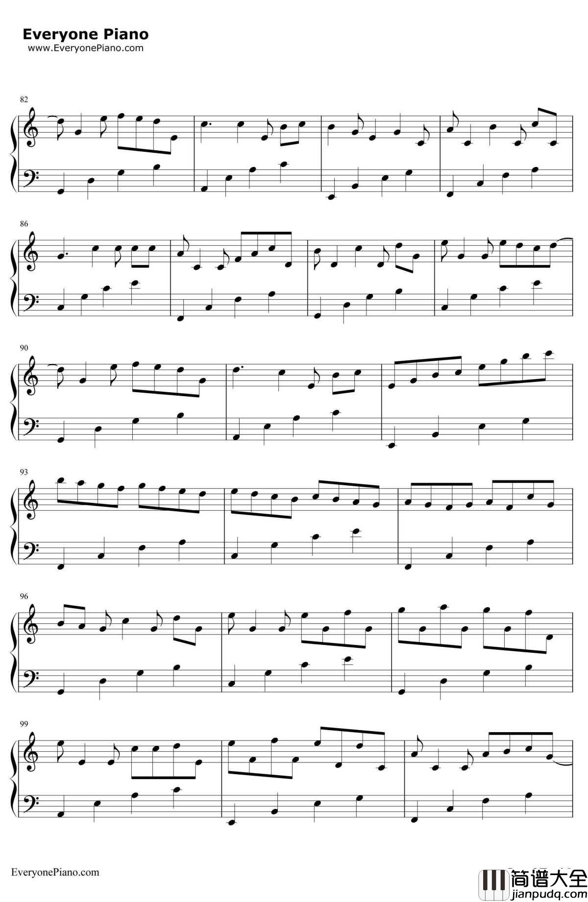 卡农C大调最简版钢琴谱_帕赫贝尔