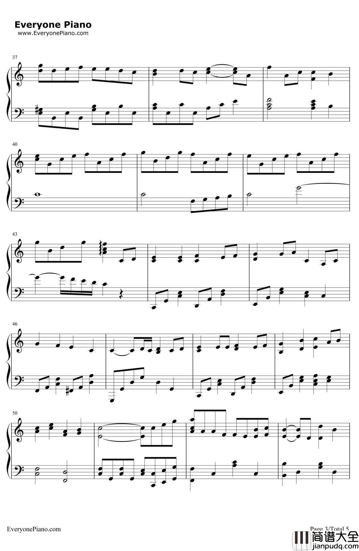 _故乡_钢琴谱_岚ARASHI_ふるさと