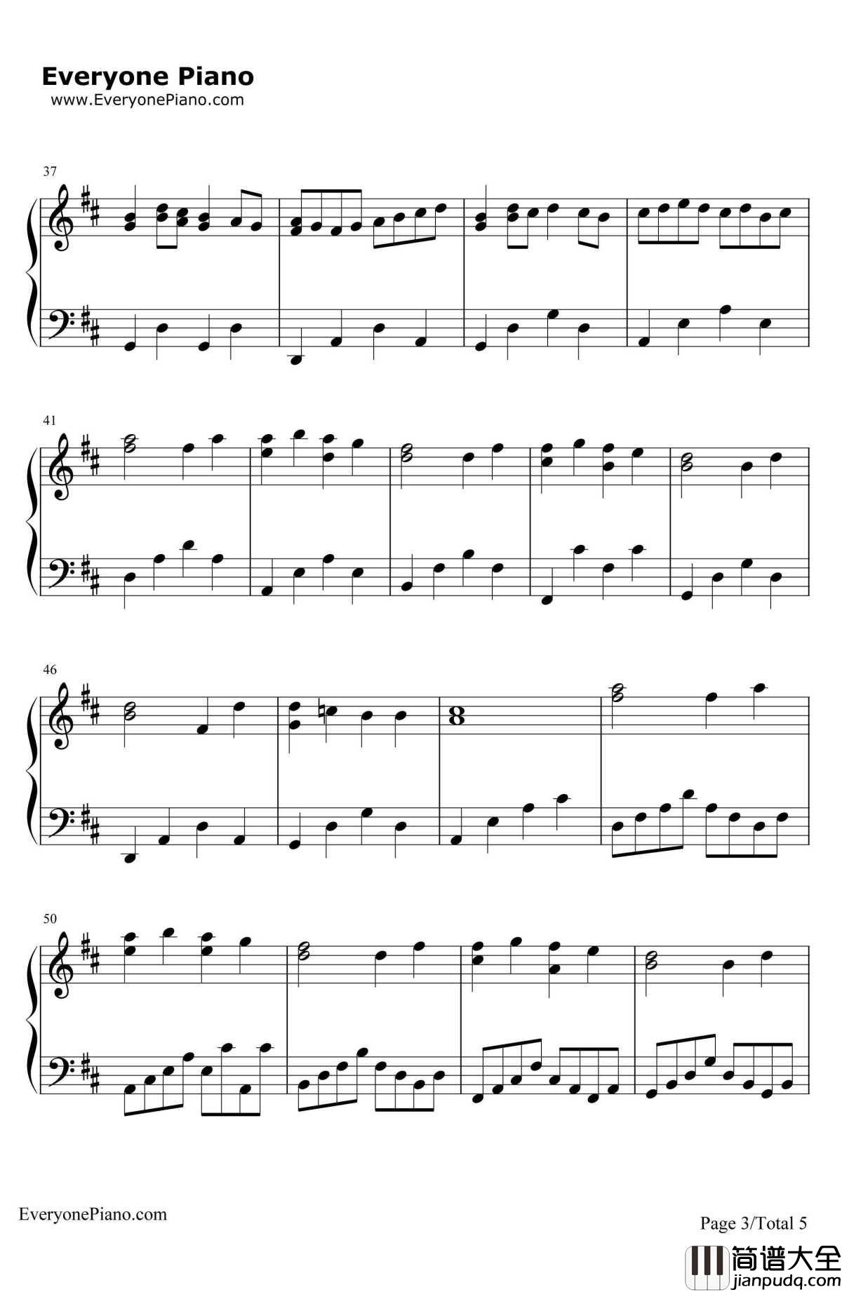 D大调卡农钢琴谱_帕赫贝尔