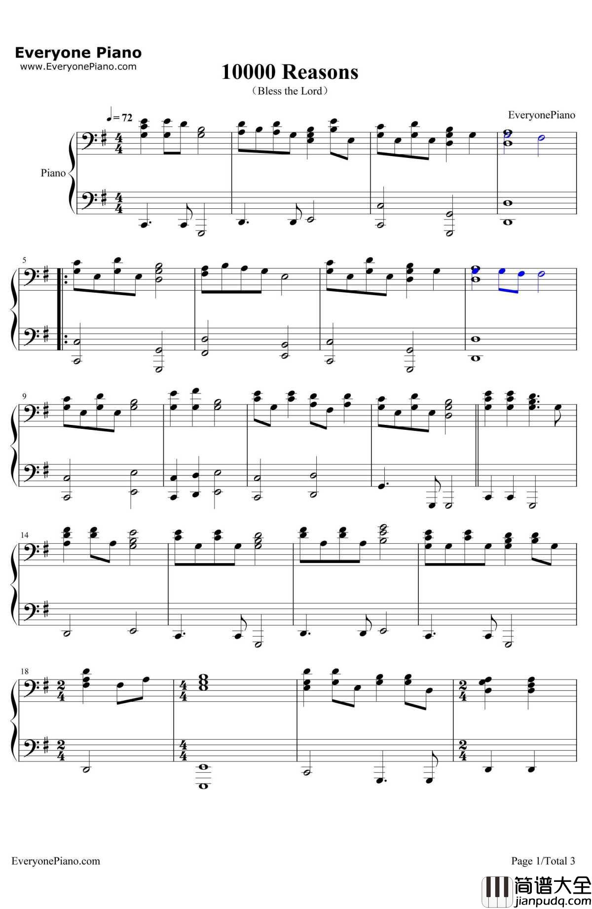 10000Reasons(BlesstheLord)钢琴谱_Matt_Redman
