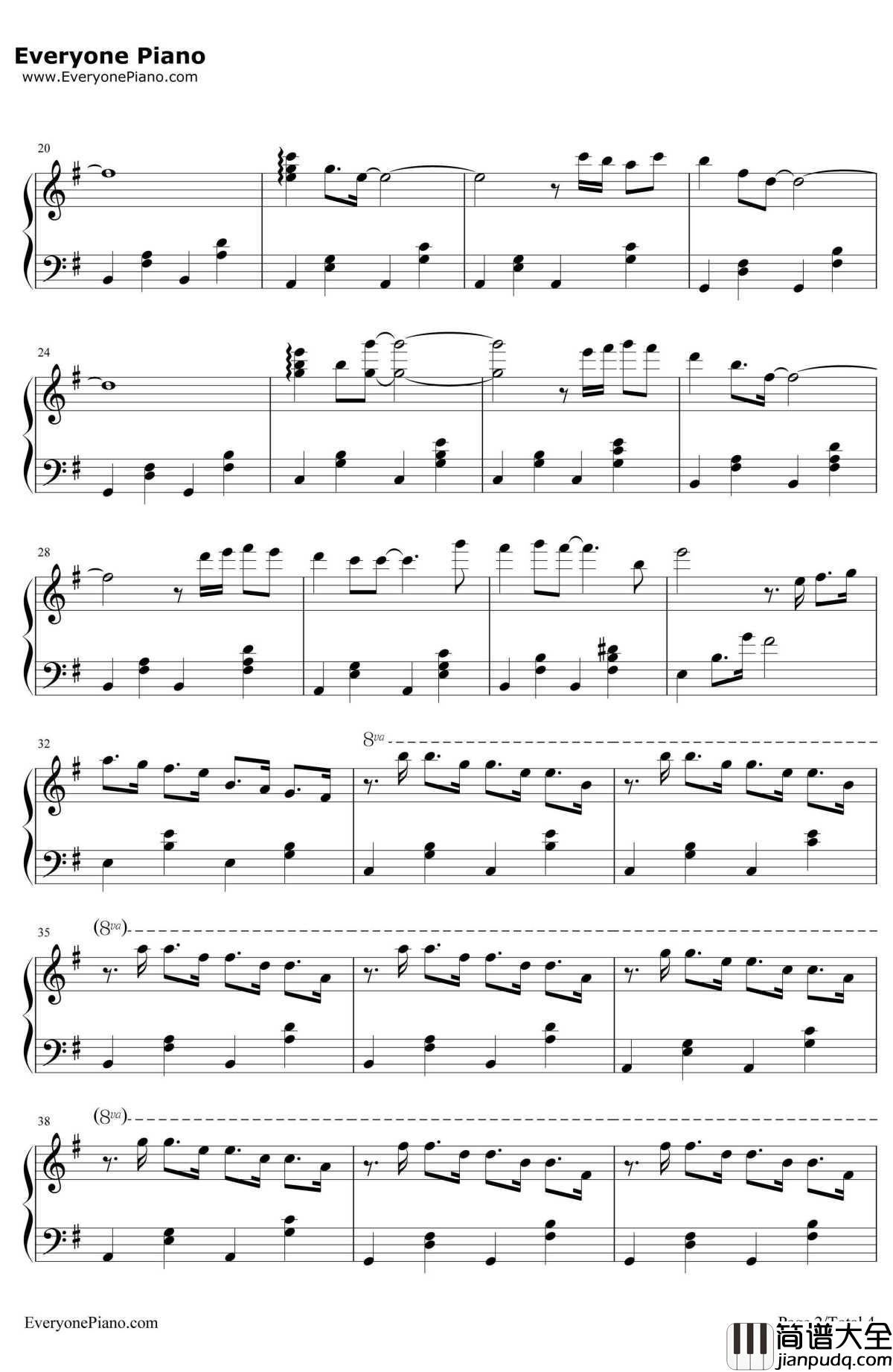 暗恋钢琴谱_石进_夜的钢琴曲II