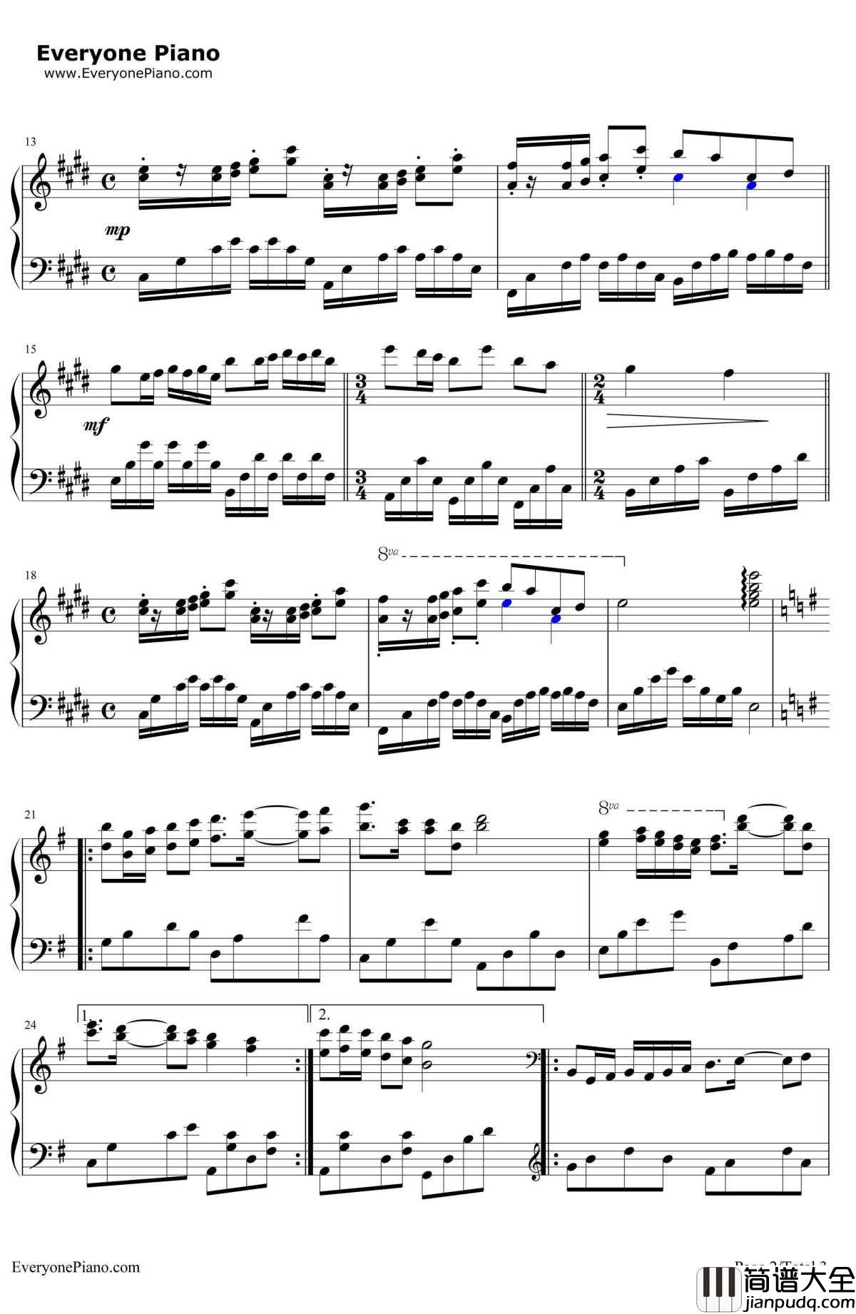 心境钢琴谱_理查德克莱德曼