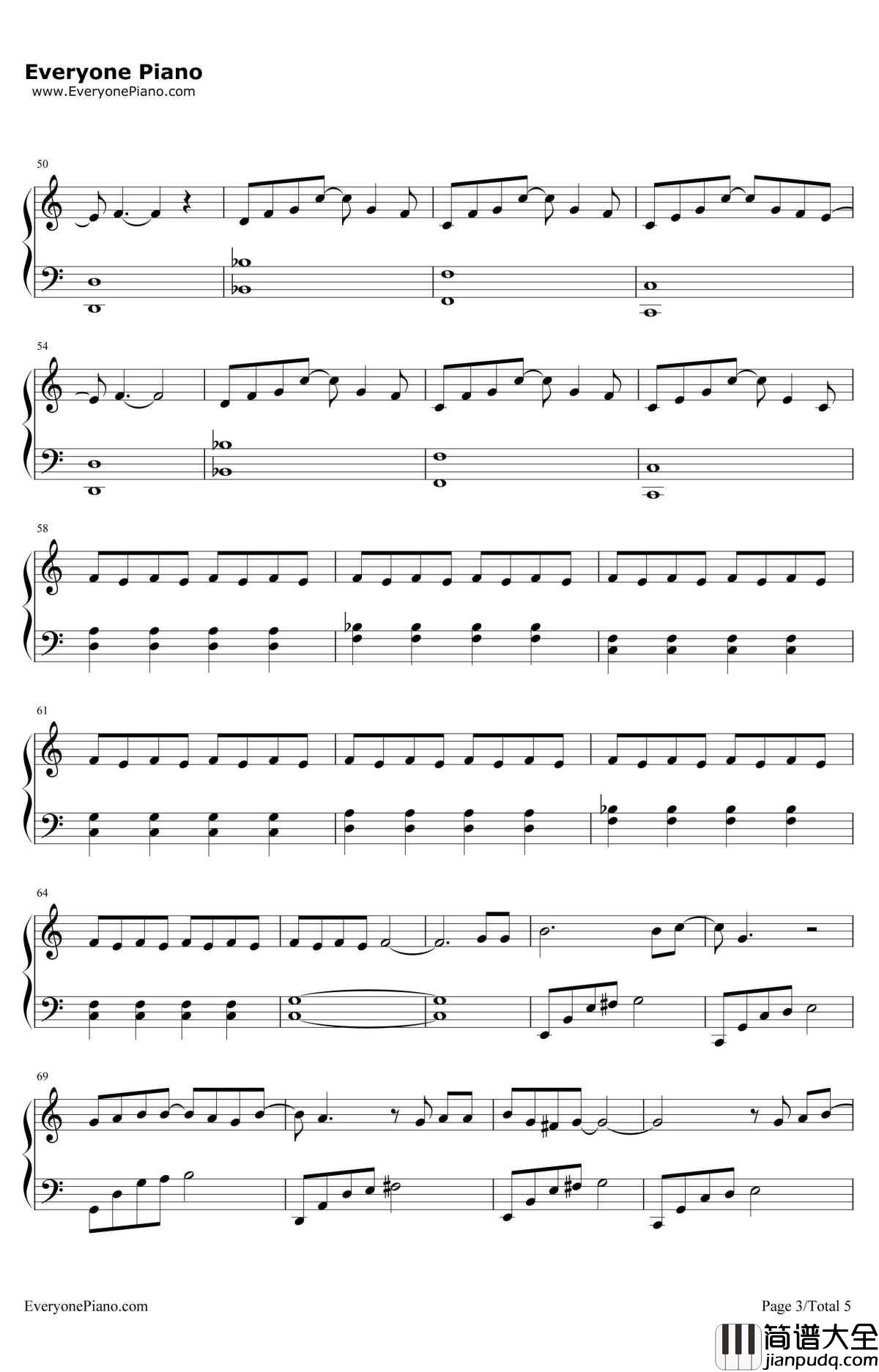 还在这里钢琴谱_刘亦菲王铮亮_钢琴版_原来你还在这里主题曲