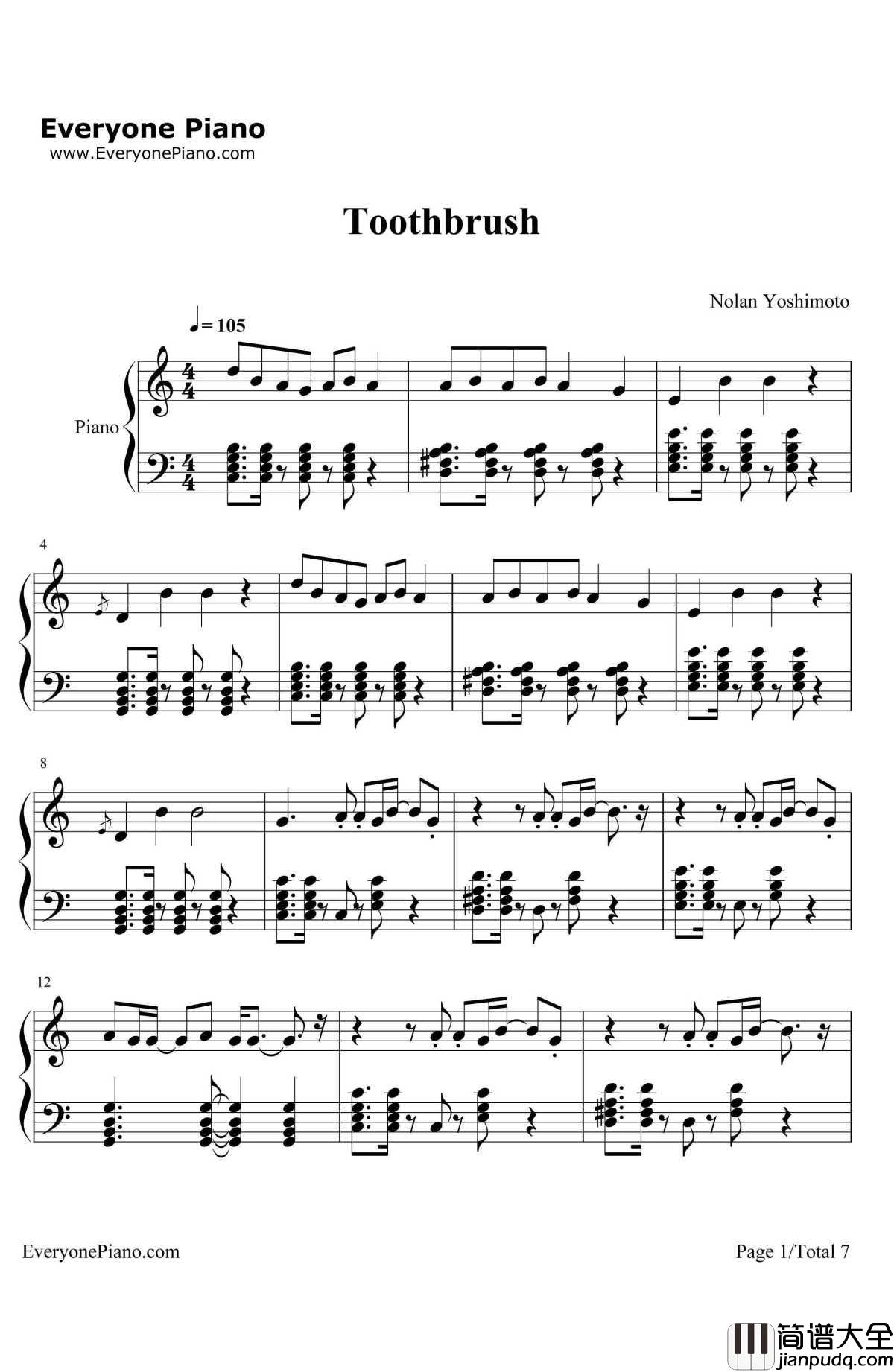 Toothbrush钢琴谱_DNCE