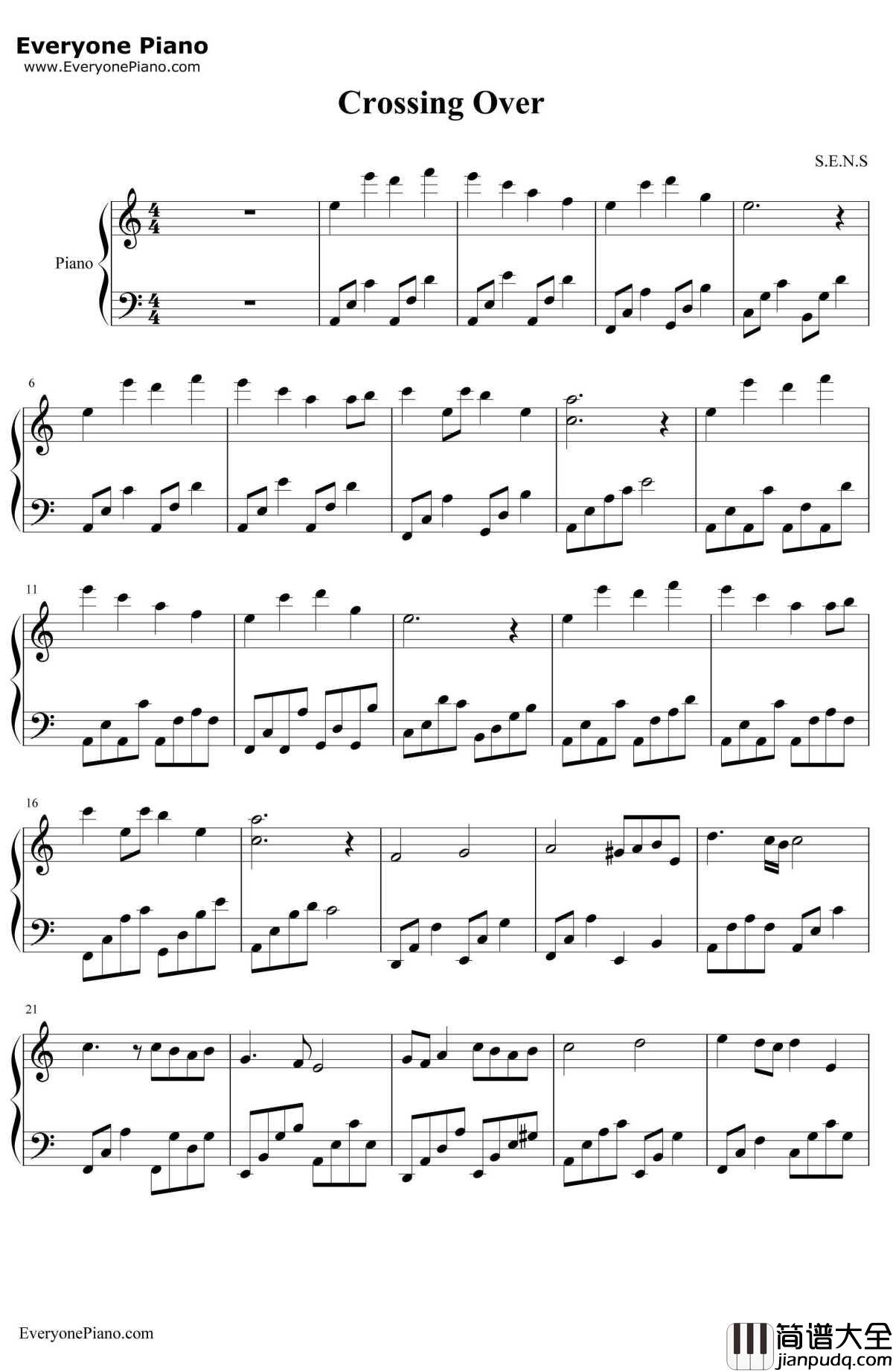 CrossingOver钢琴谱_神思者__凤凰_电影主题曲