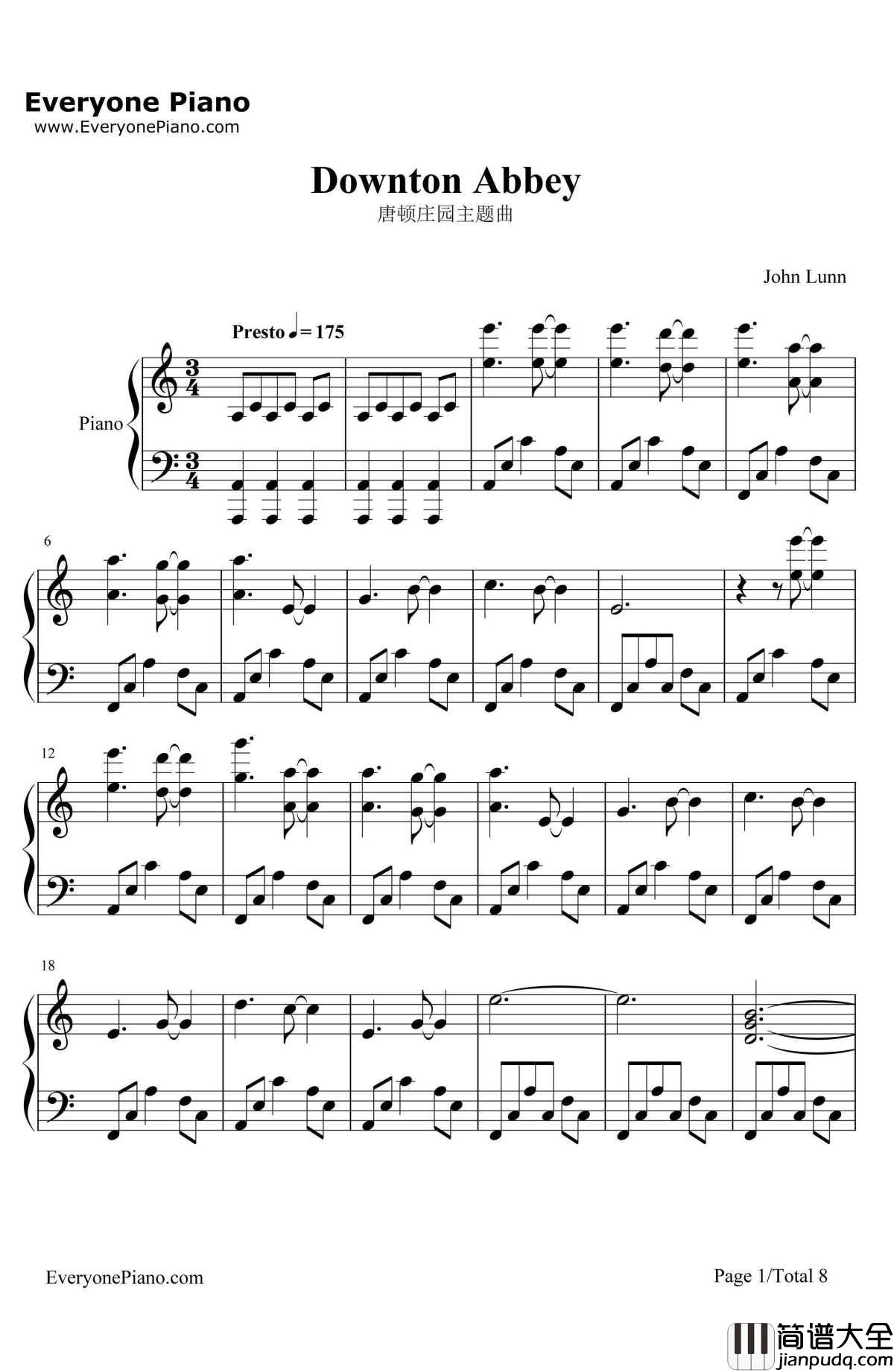 Did_I_Make_The_Most_of_Loving_You钢琴谱_John_Lunn__唐顿庄园_主题曲