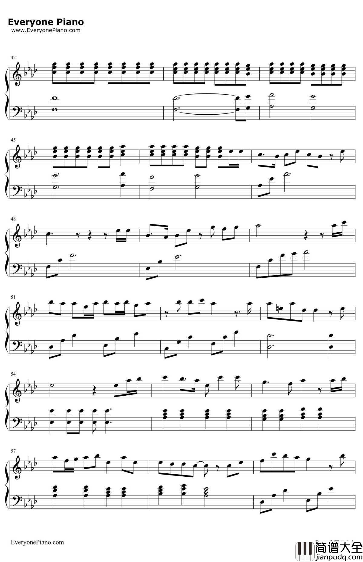 你在终点等我钢琴谱_王菲_电影_从你的全世界路过_片尾曲