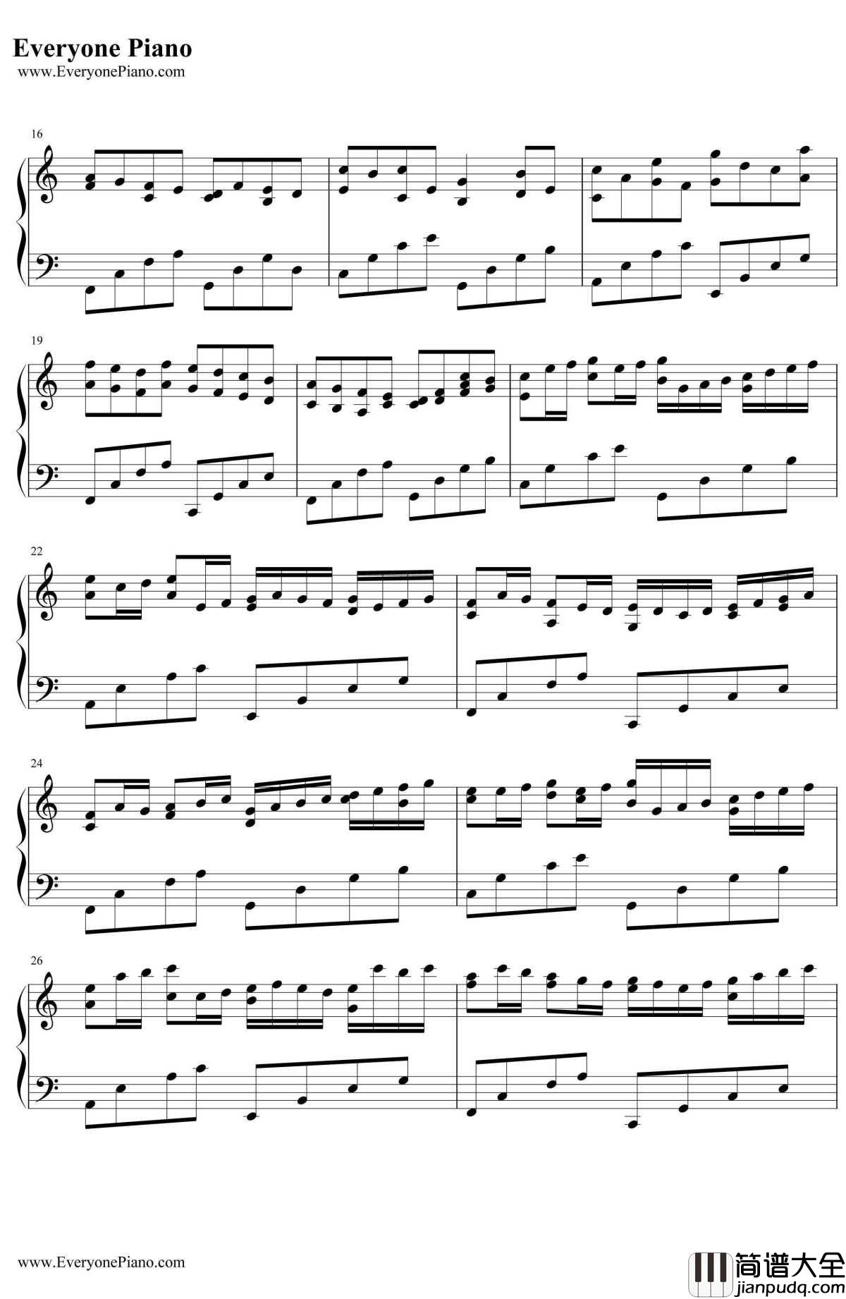 卡农疯狂版钢琴谱