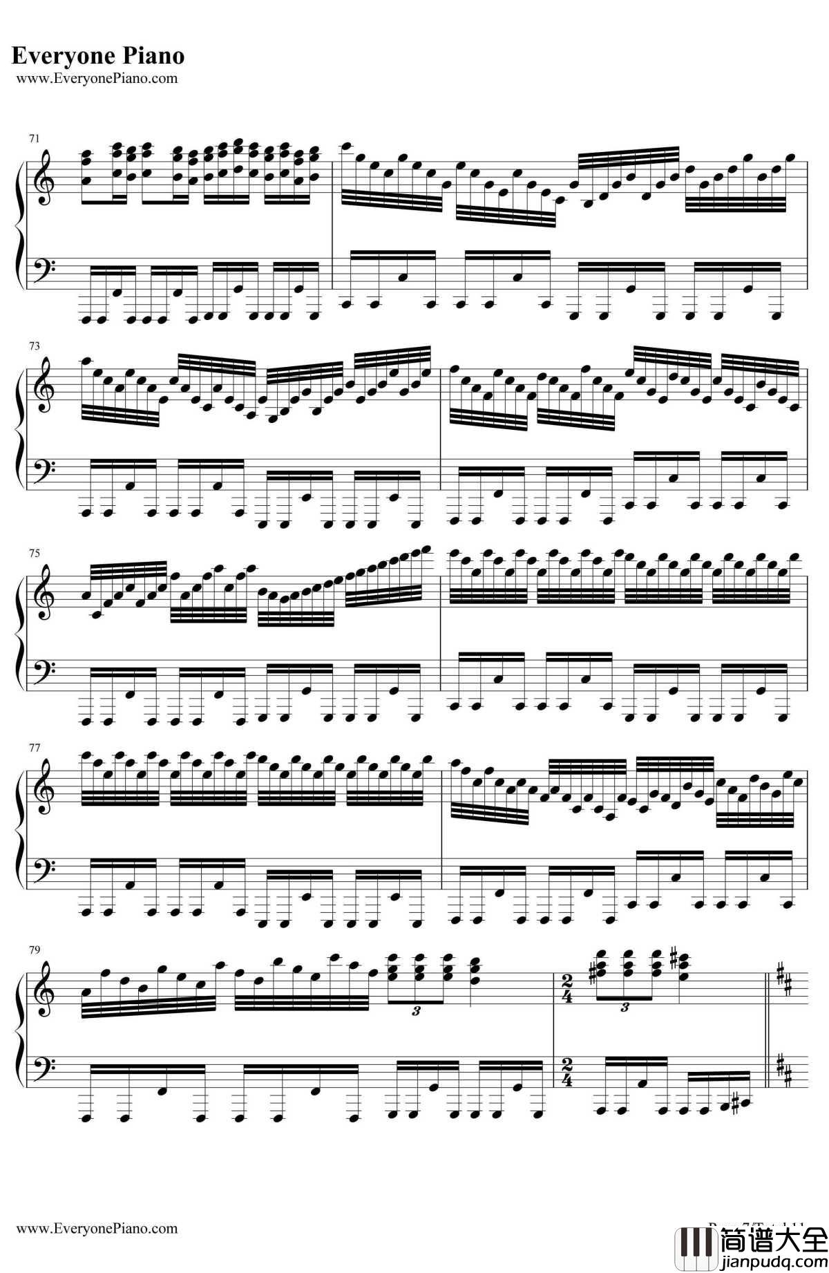 卡农疯狂版钢琴谱