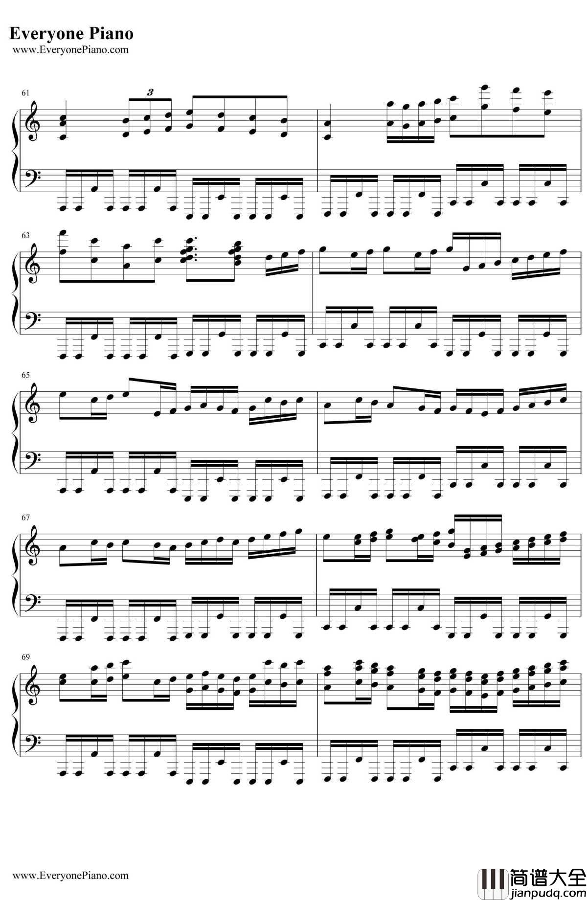 卡农疯狂版钢琴谱