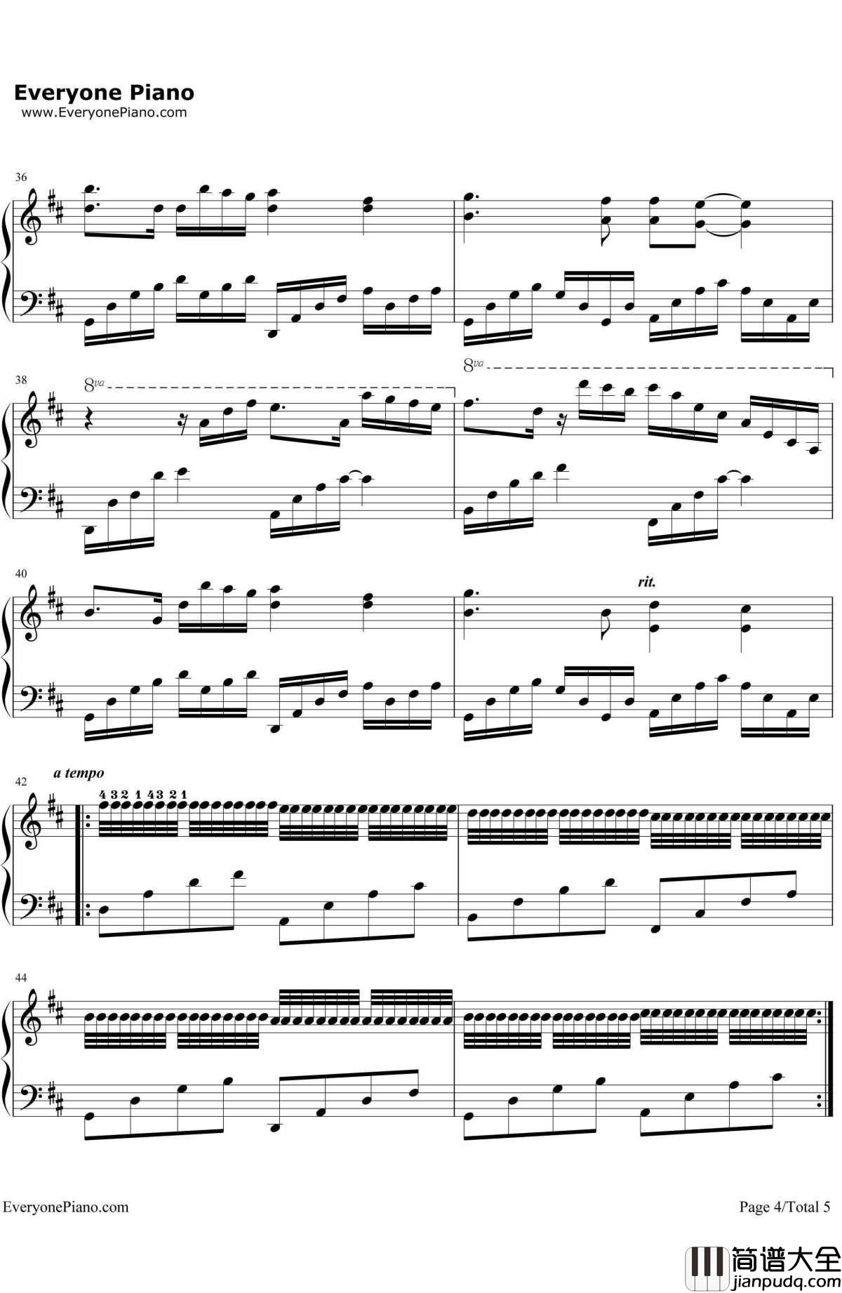 爱与卡农钢琴谱_巴哈贝尔