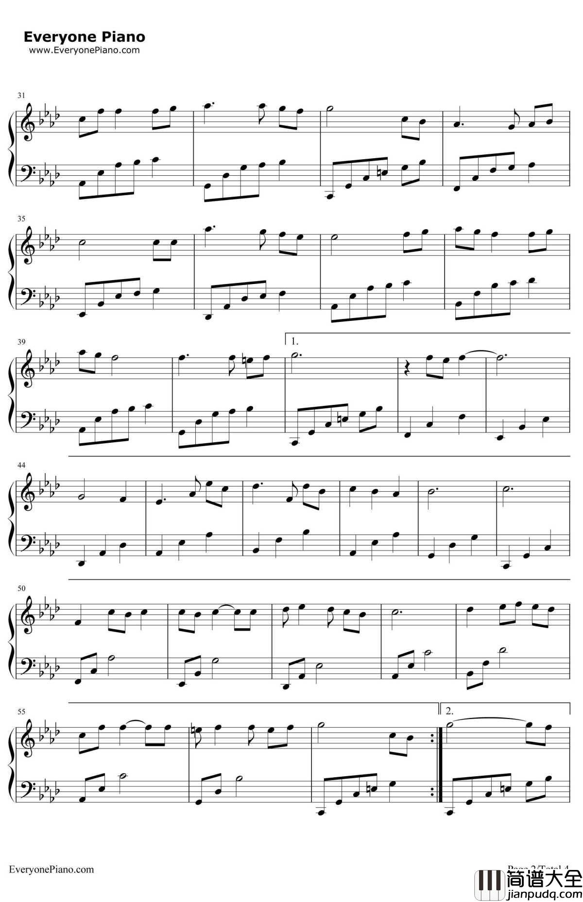 想念想念你钢琴谱_黄致列_韩剧_云画的月光_OST