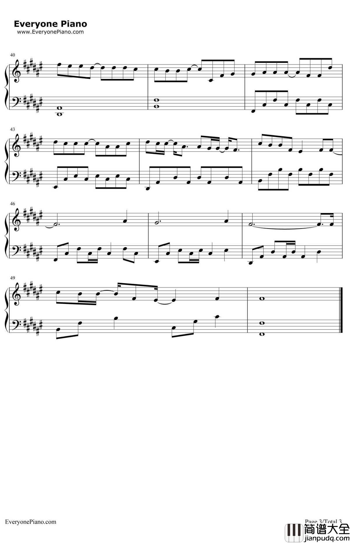 你说钢琴谱_易烊千玺