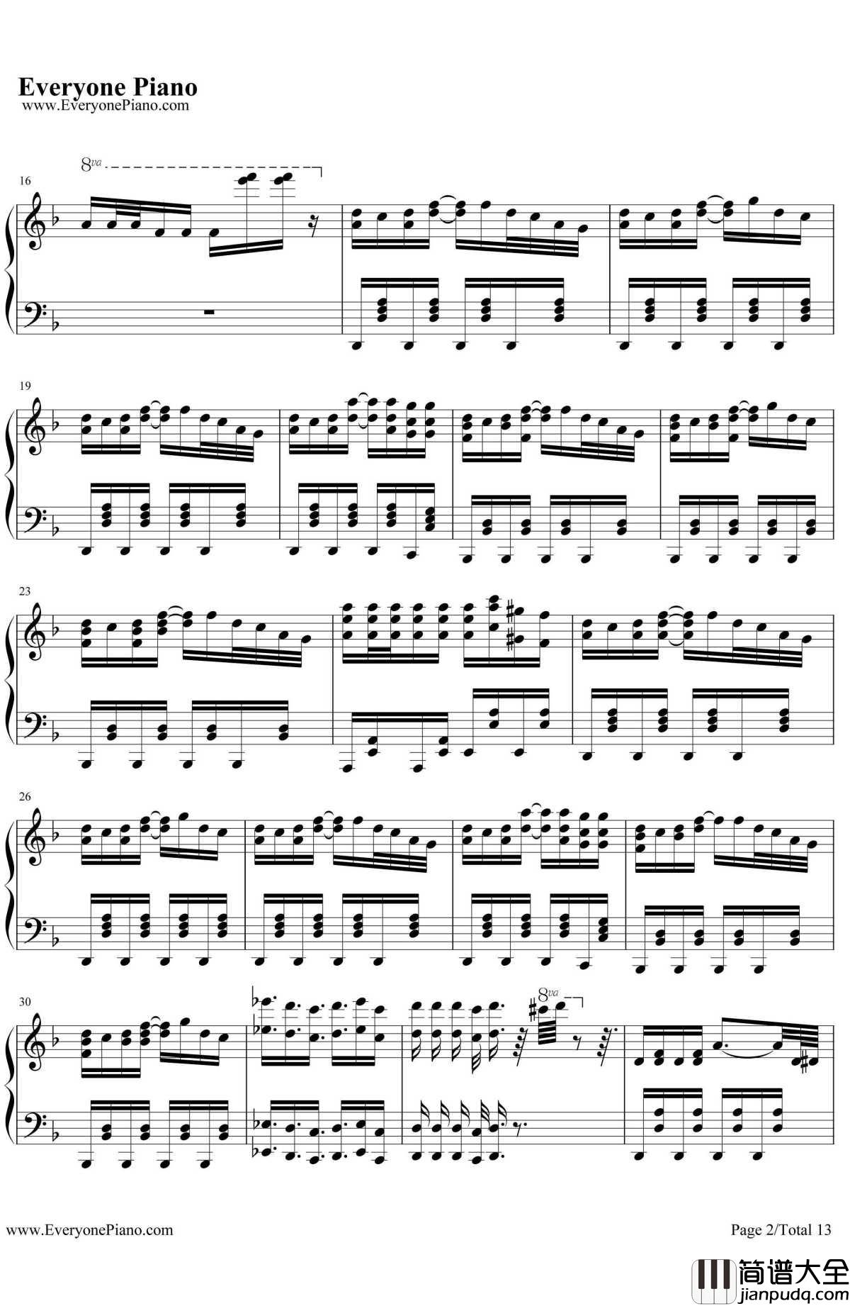 琪露诺的完美算术教室钢琴谱_藤咲かりん_東方紅魔鄉