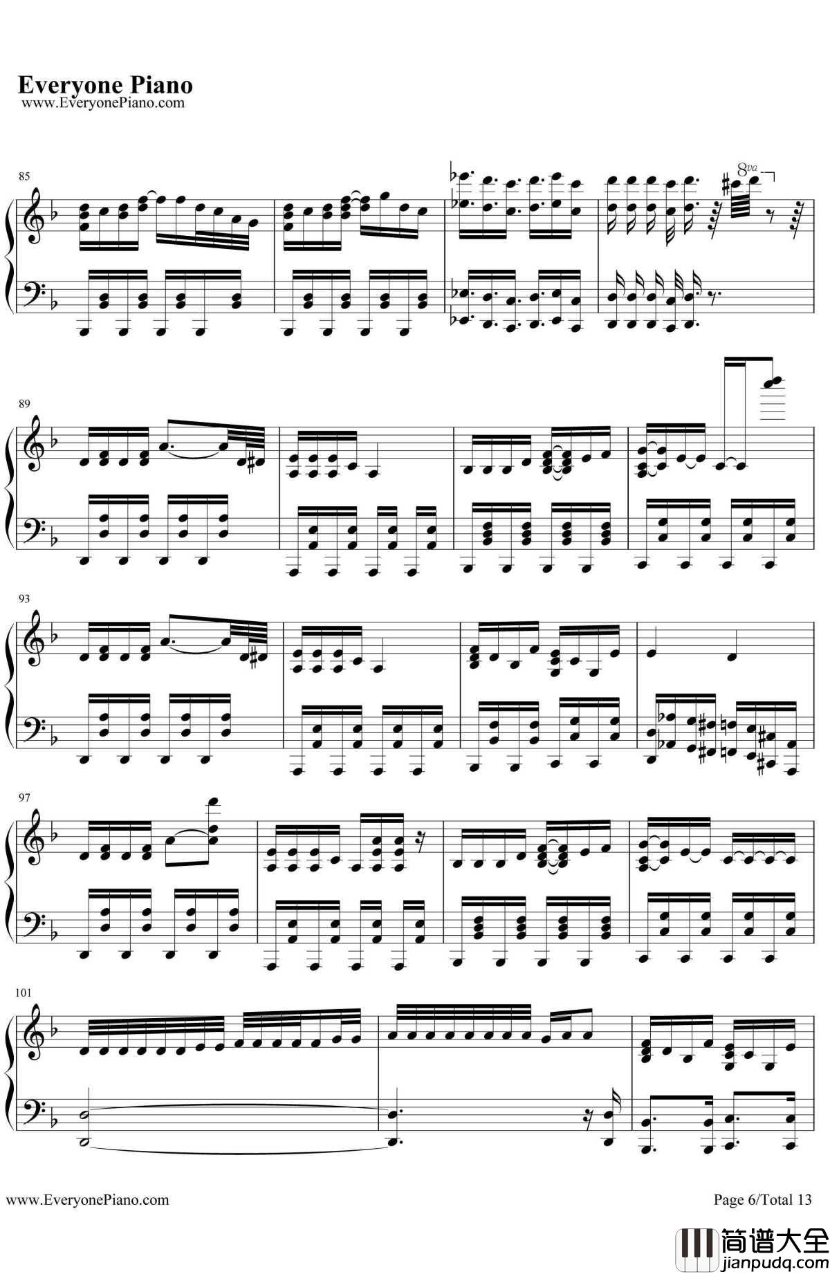 琪露诺的完美算术教室钢琴谱_藤咲かりん_東方紅魔鄉