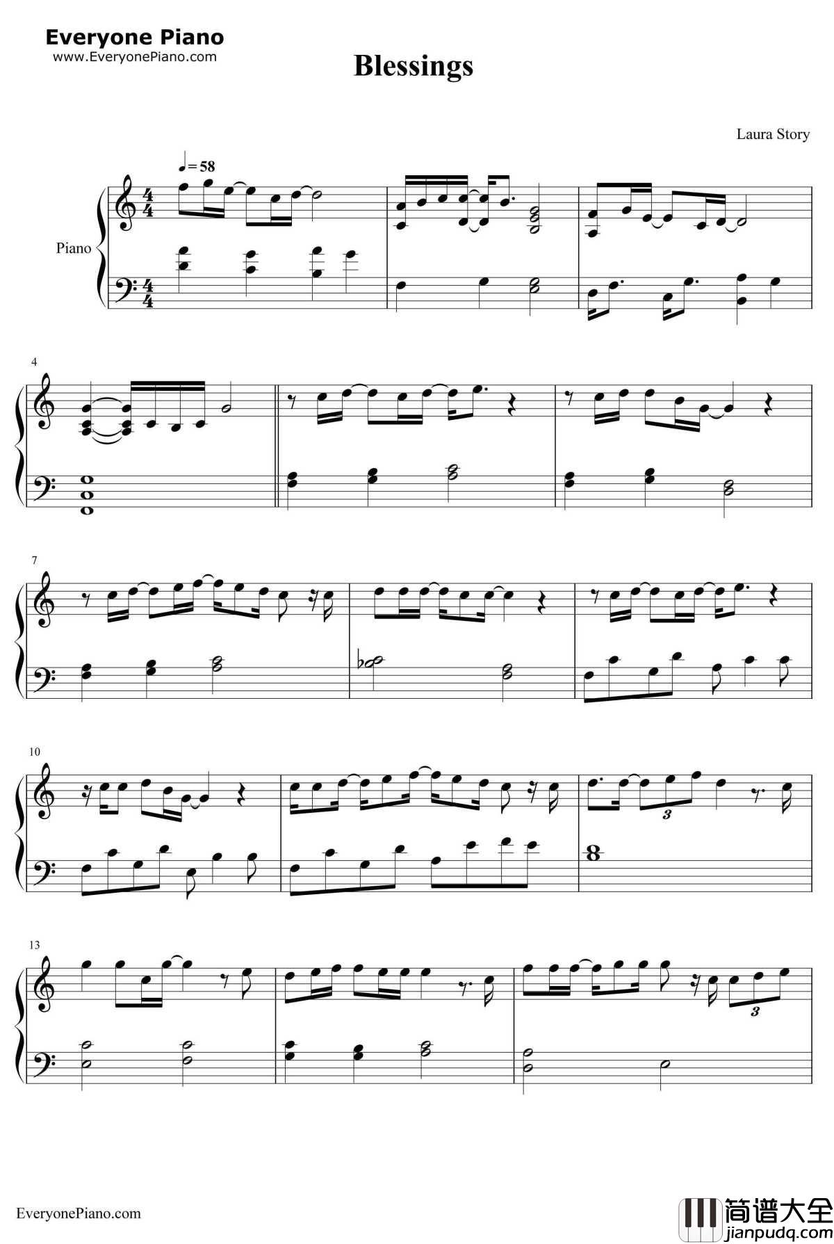 Blessings钢琴谱_Laura_Story