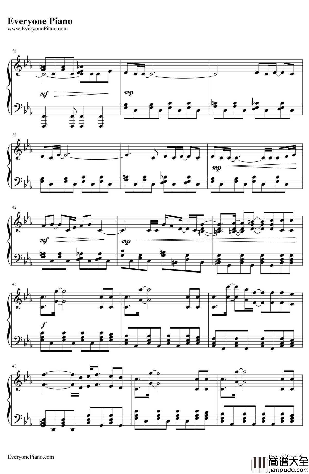 Skyfall钢琴谱_阿黛尔Adele_007之大破天降杀机主题曲