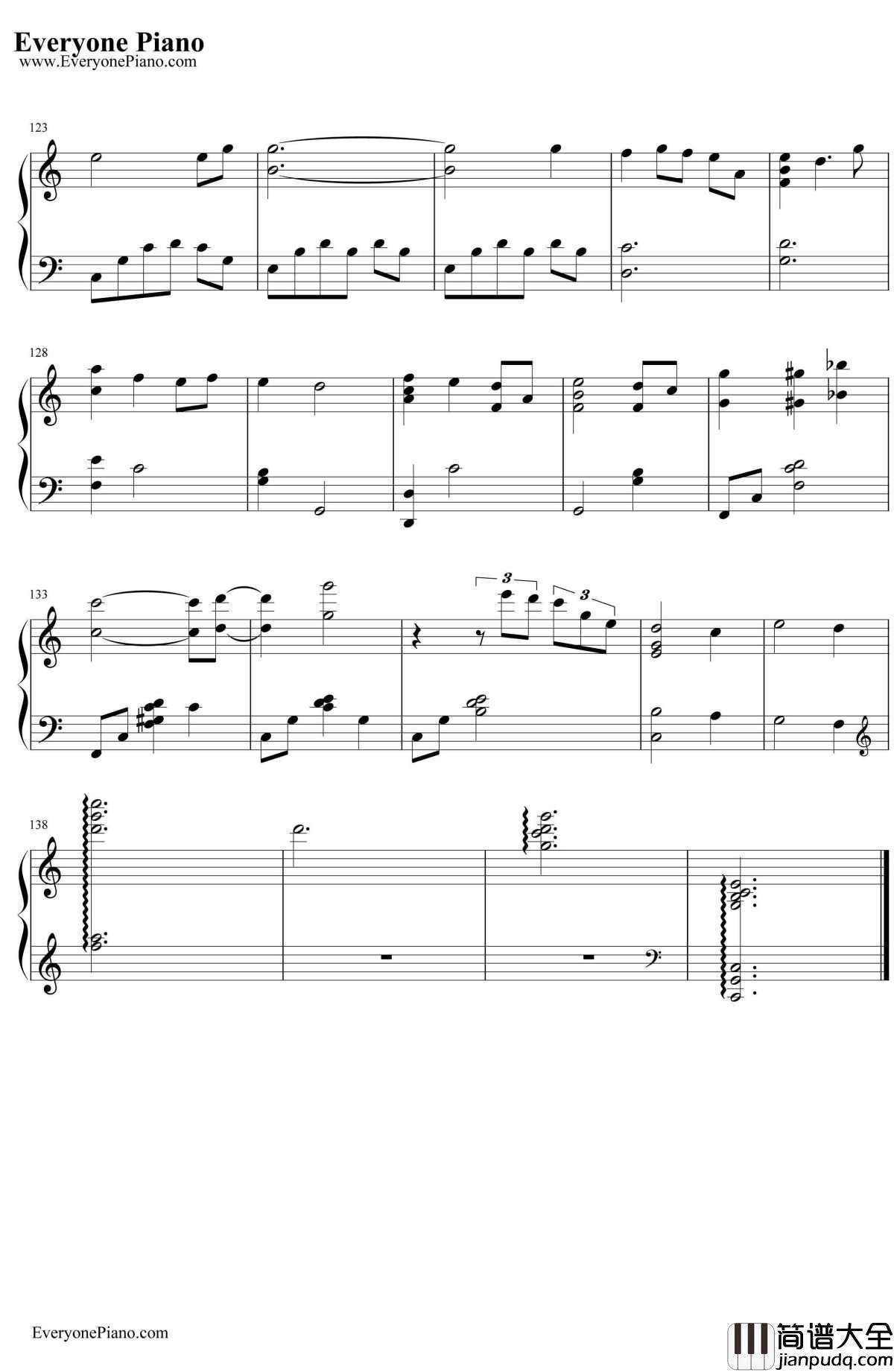 世界的约定钢琴谱_倍赏千恵子__哈尔的移动城堡_主题曲