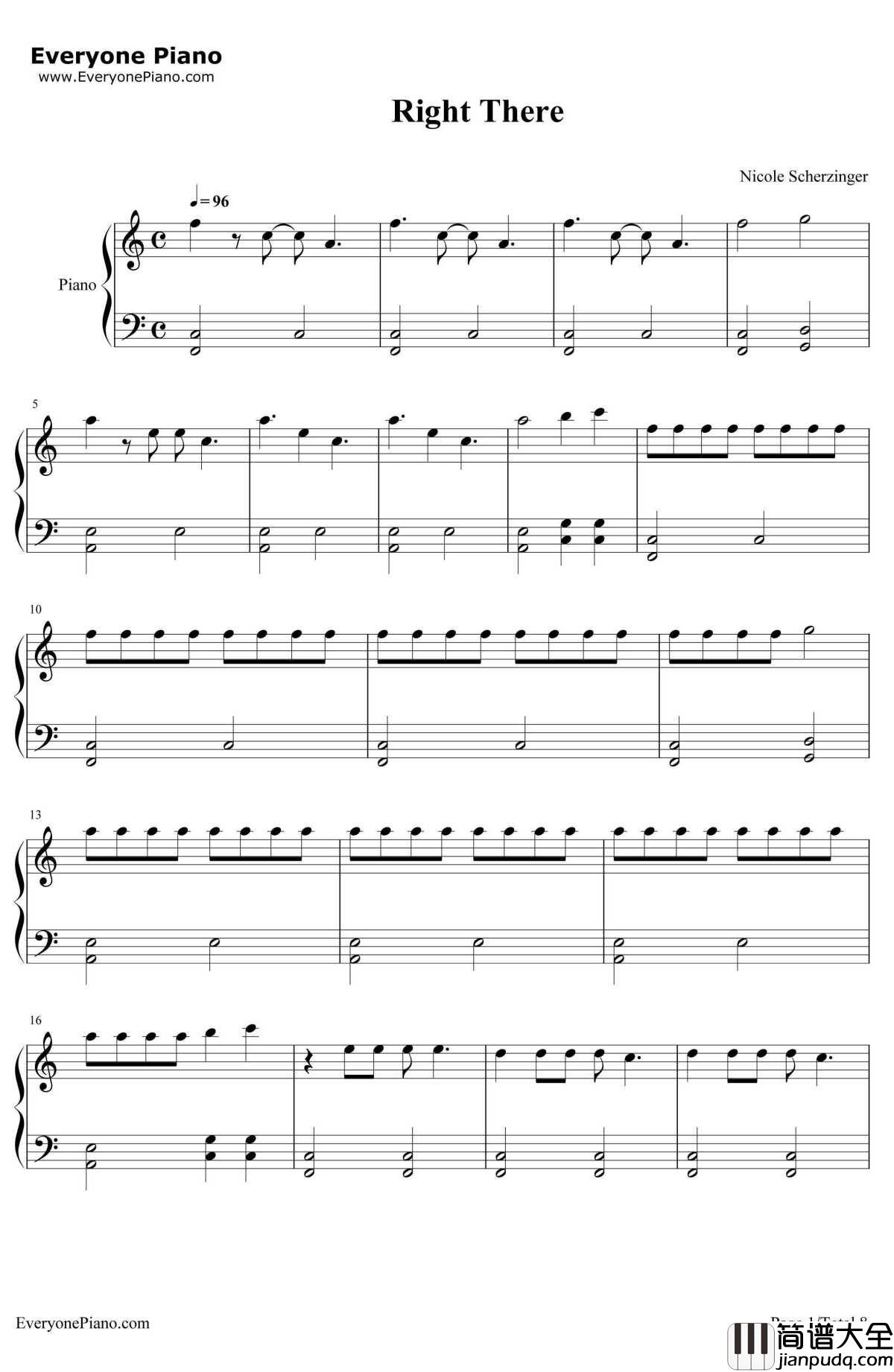 Right_There钢琴谱_Nicole_Scherzinger