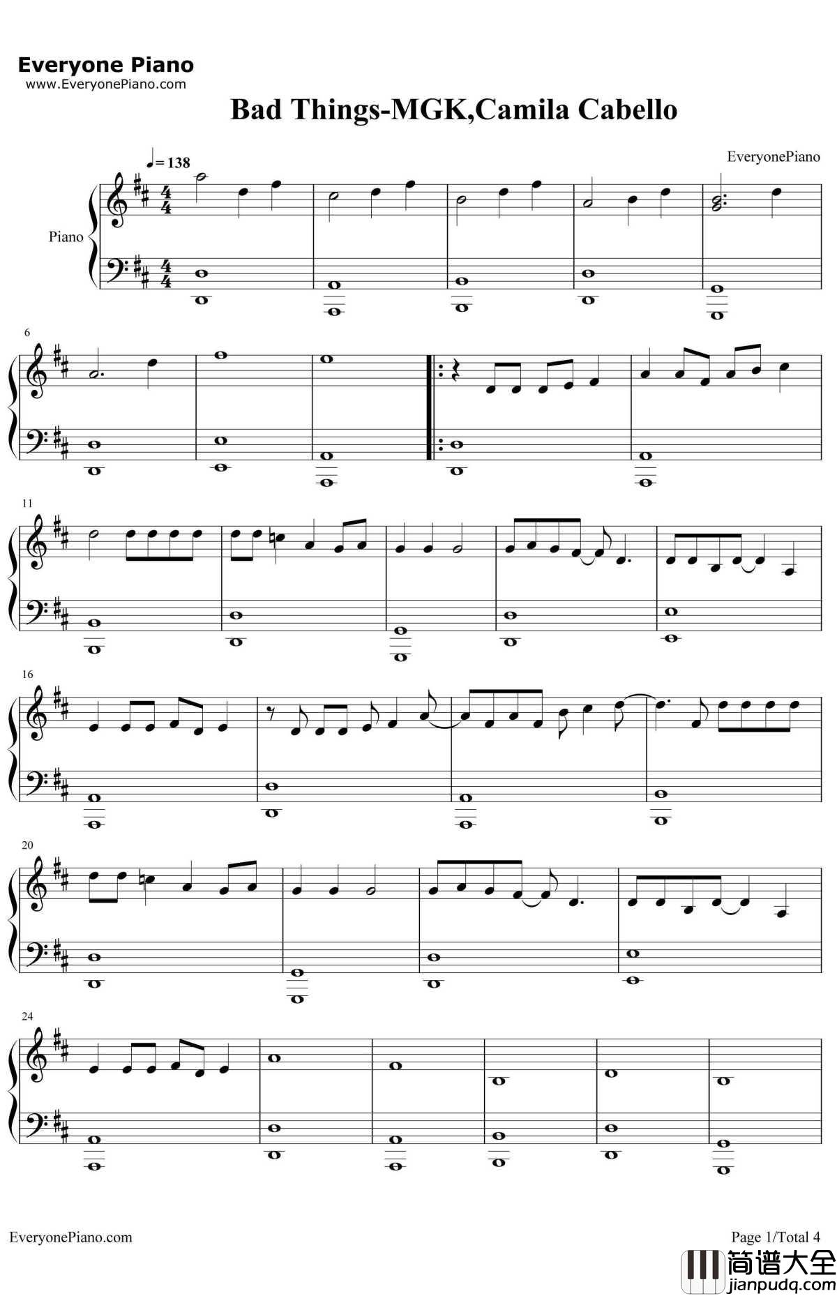 Bad_Things钢琴谱_MGKCamilaCabello