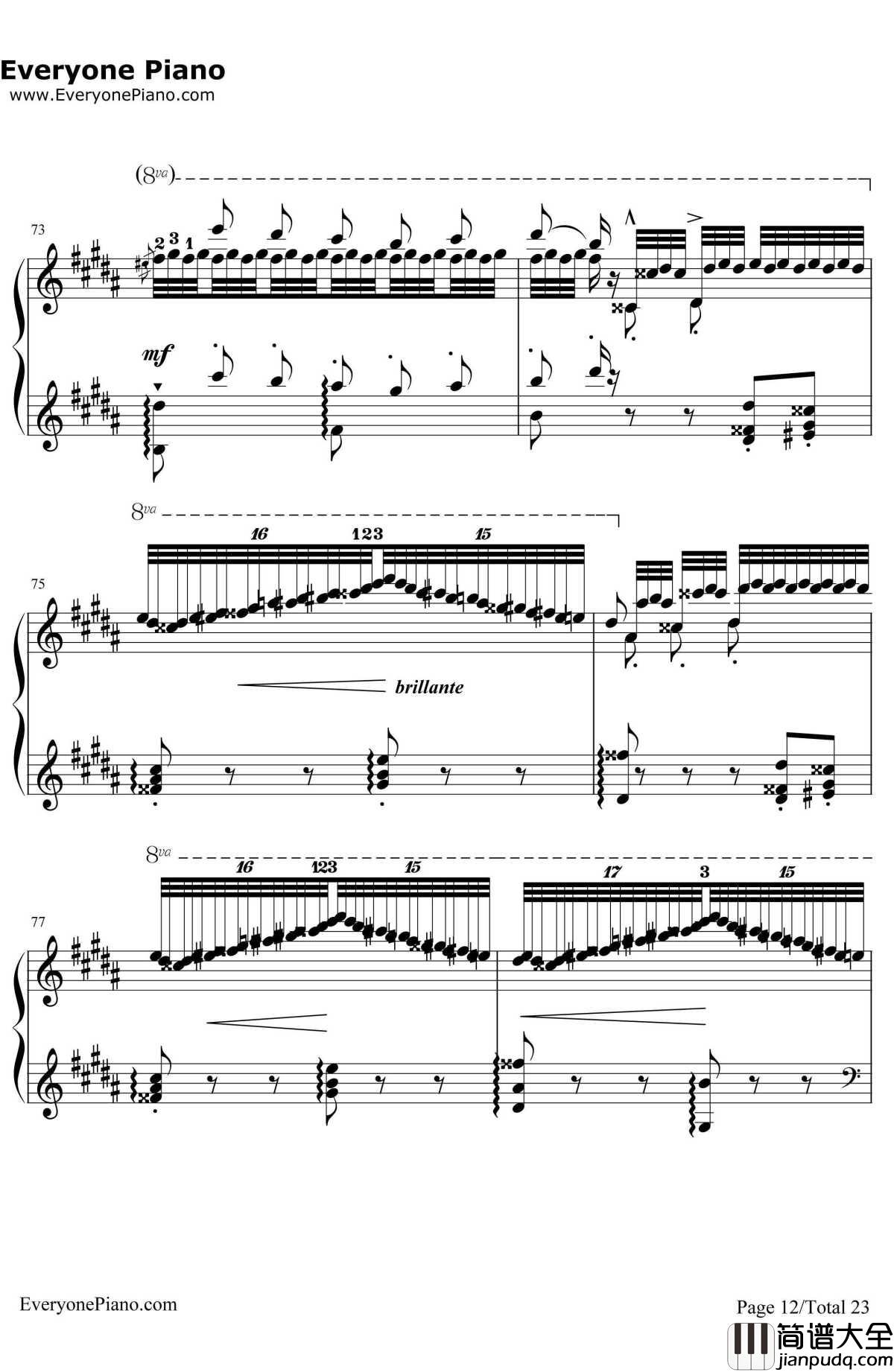 钟钢琴谱__李斯特