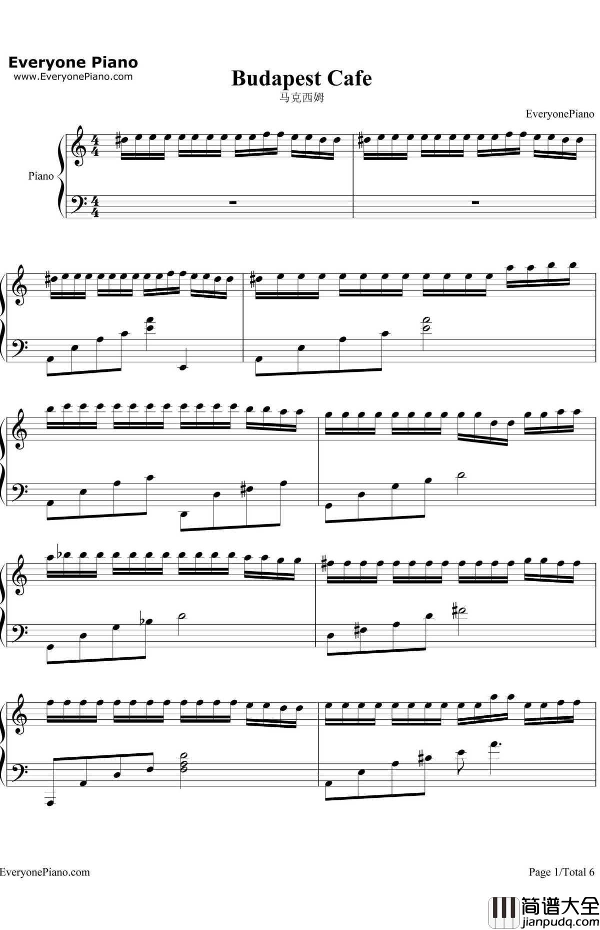 Budapest_Cafe钢琴谱_马克西姆