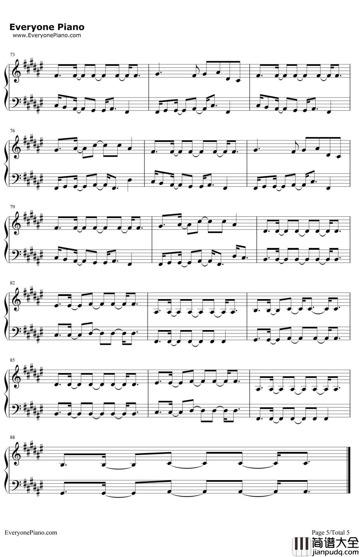 Sunset_Lover钢琴谱_PETITBISCUIT